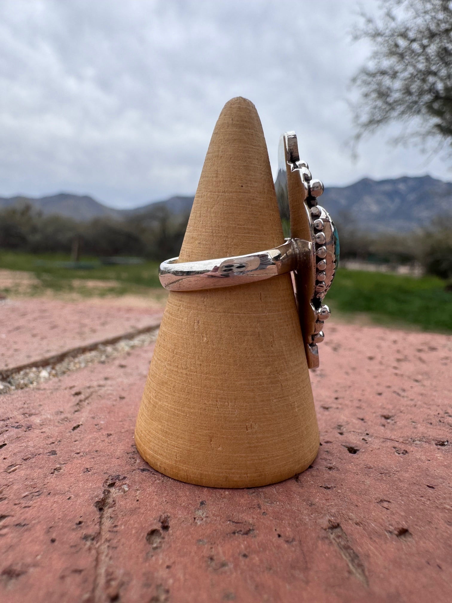 Nizhoni Handmade Number 8 Turquoise & Sterling Silver Heart Ring Size 6.75