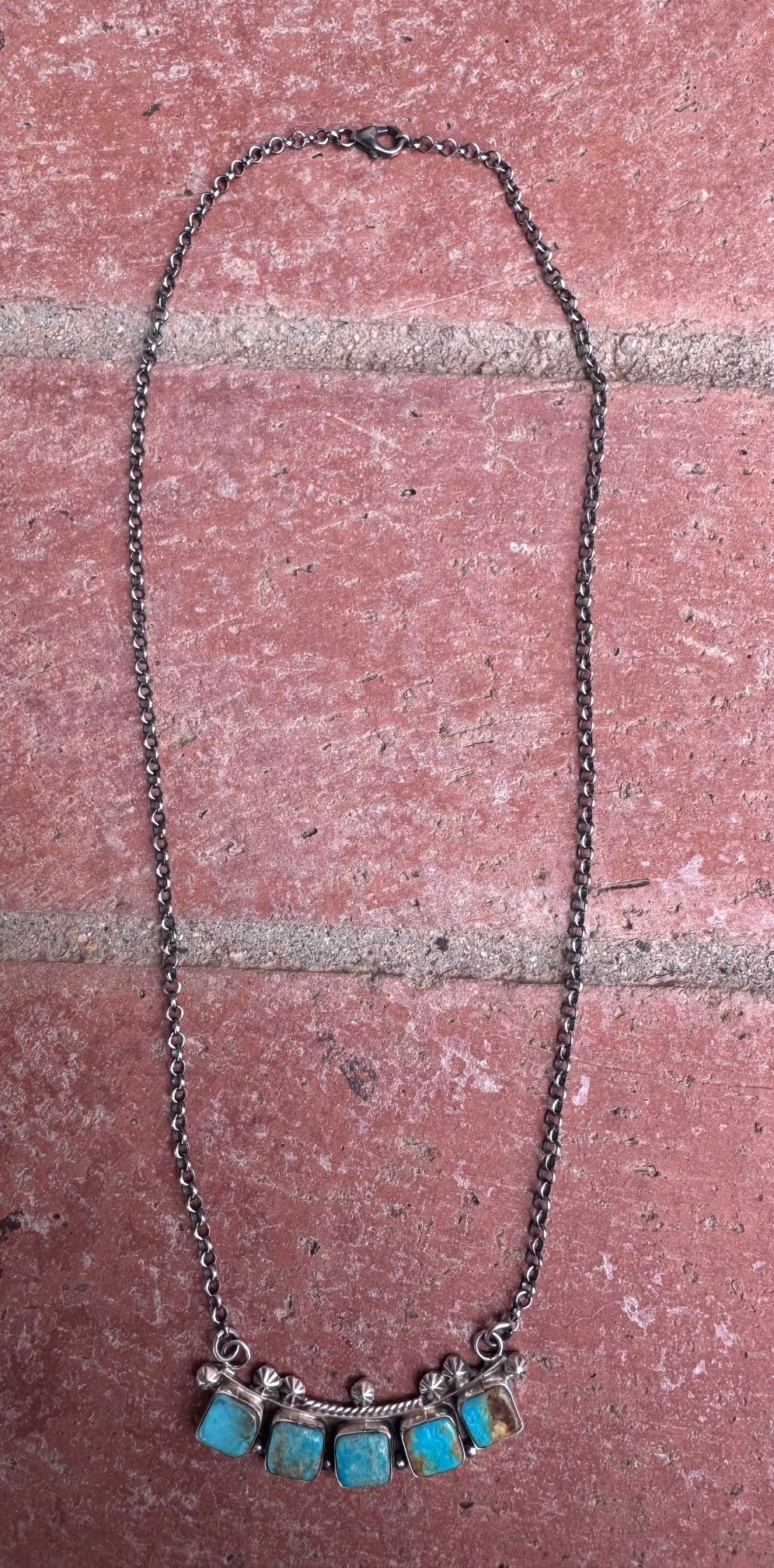 Handcrafted Sterling Silver & Royston Turquoise Bar Necklace