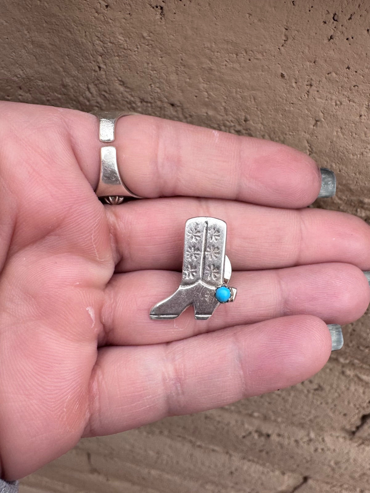 Handcrafted Sterling Silver & Turquoise Cowboy Boot Hat Pin