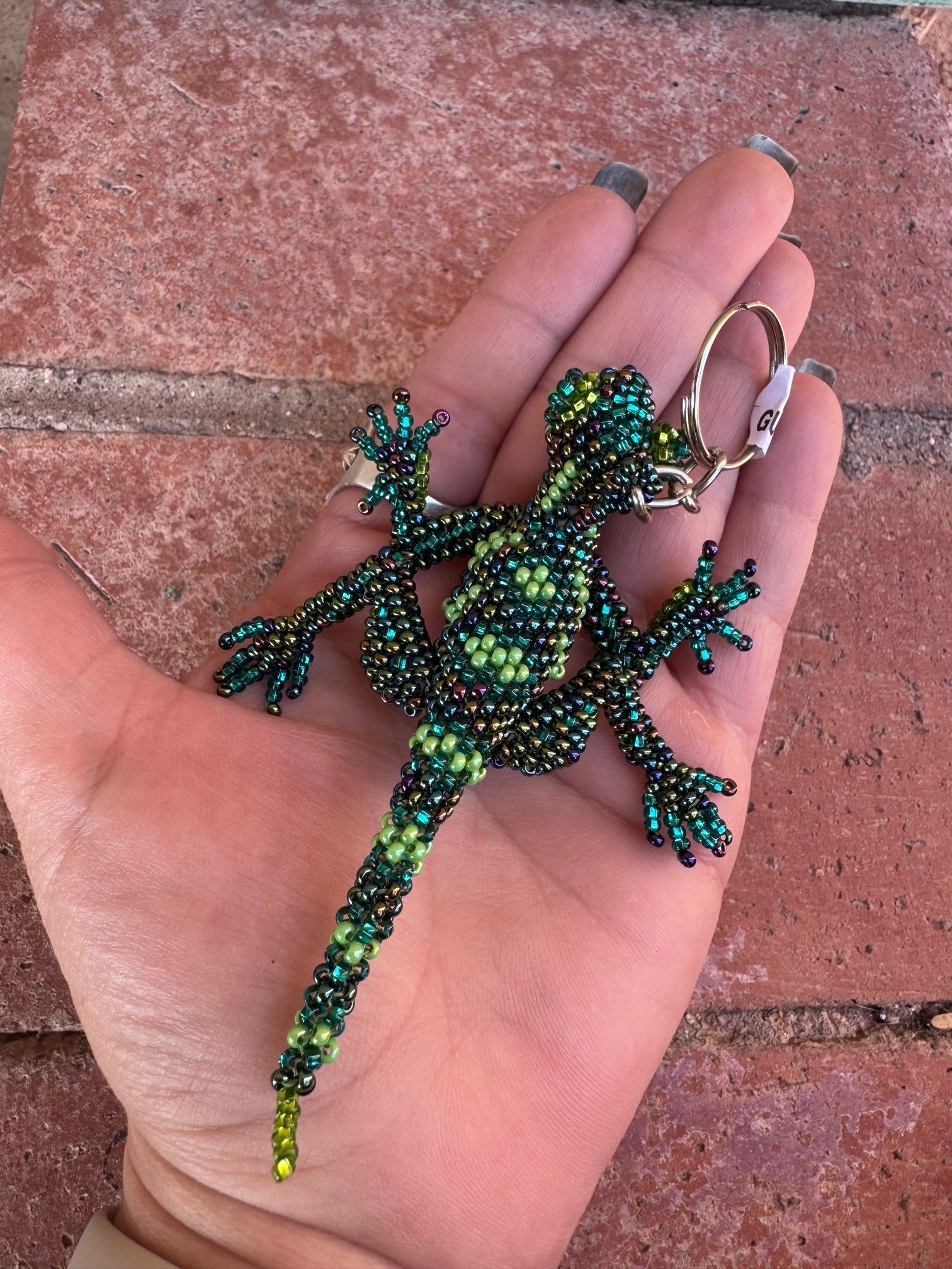 Handmade Beaded Lizard Keychain