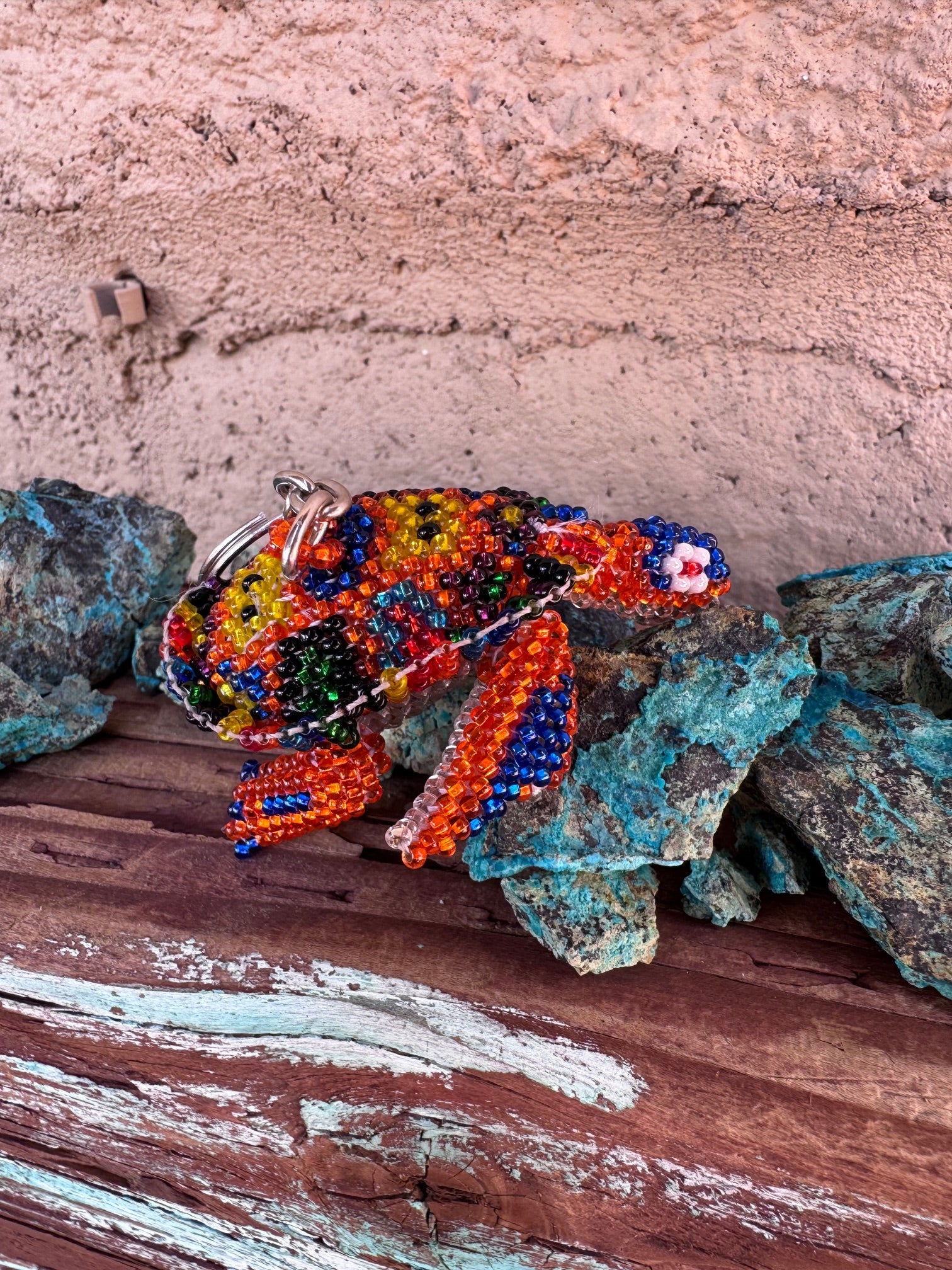 Handmade Beaded Multi Colored Sea Turtle Keychain