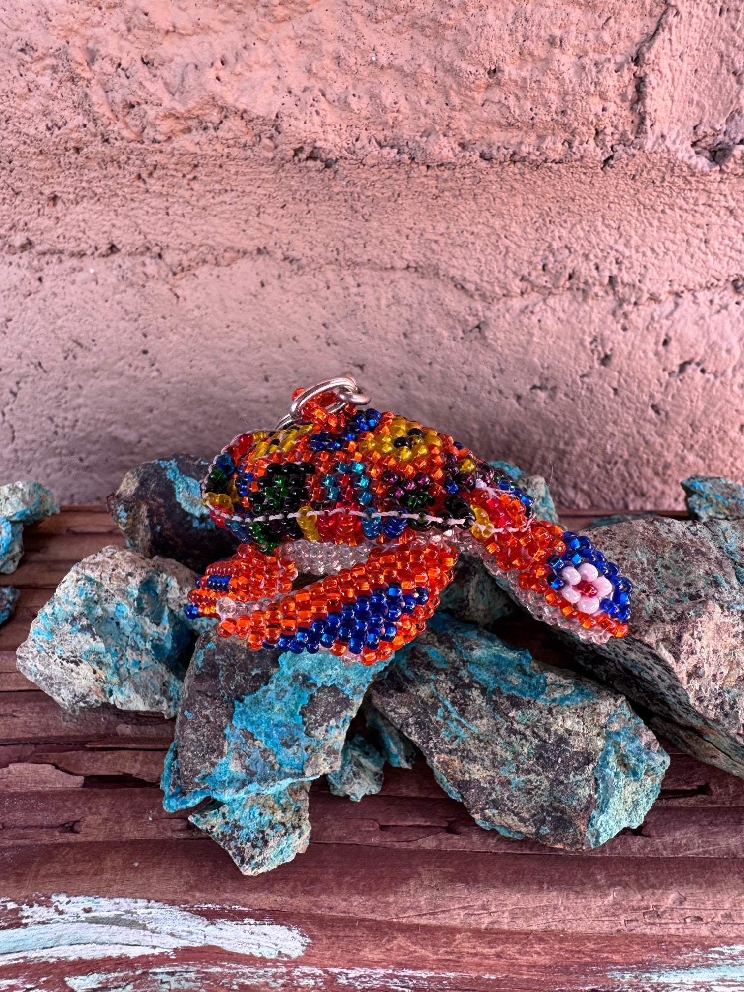 Handmade Beaded Multi Colored Sea Turtle Keychain