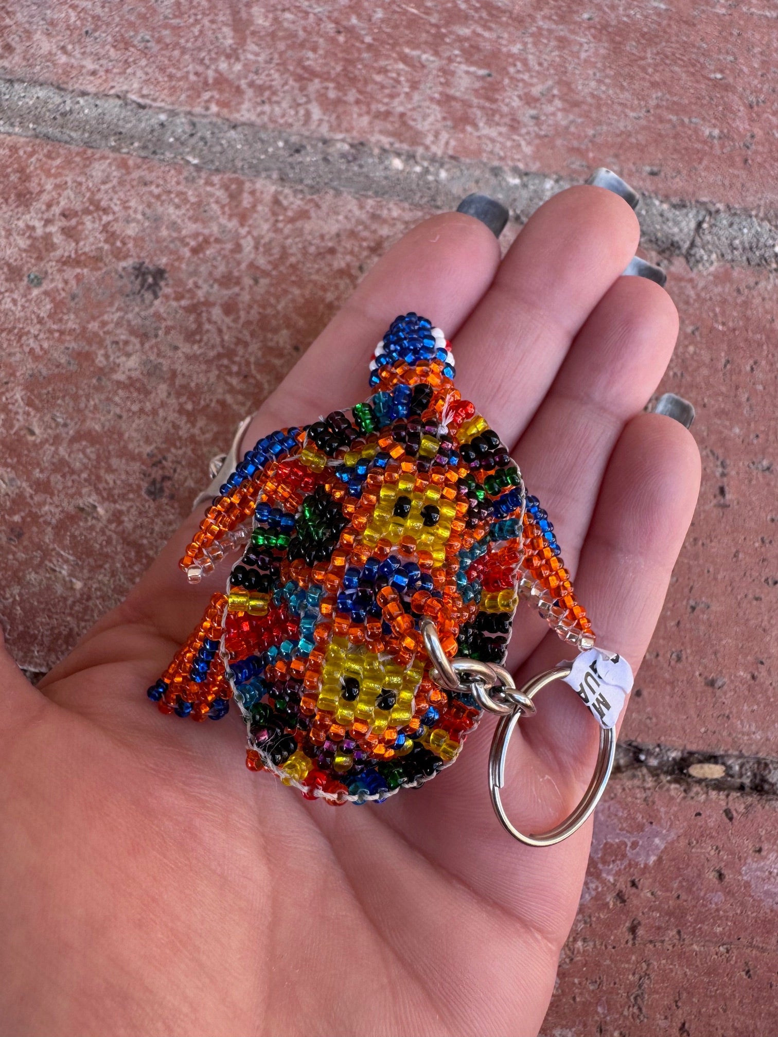 Handmade Beaded Multi Colored Sea Turtle Keychain