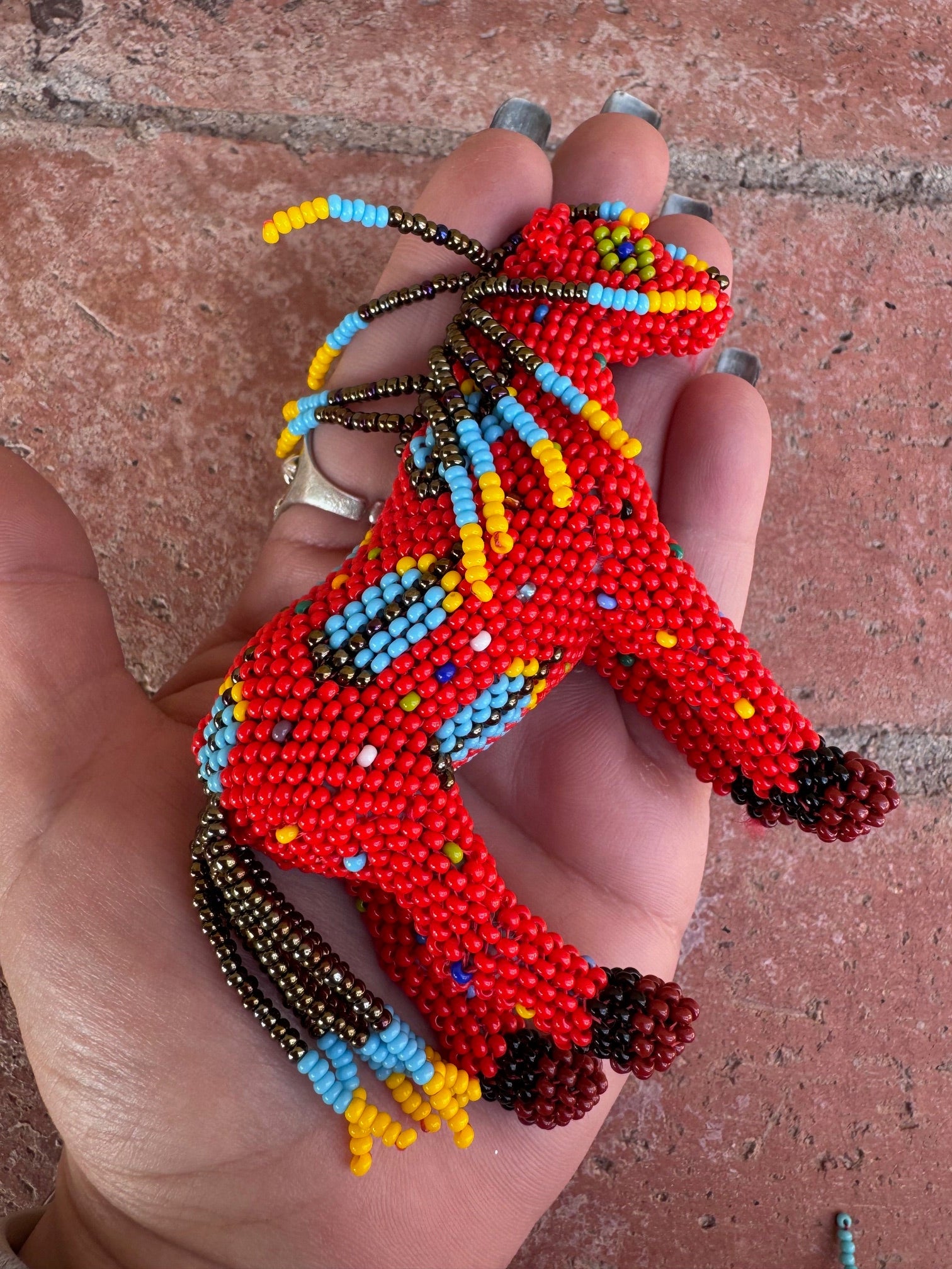 Handmade Peyote Stitched Horse Figurine-Red 2