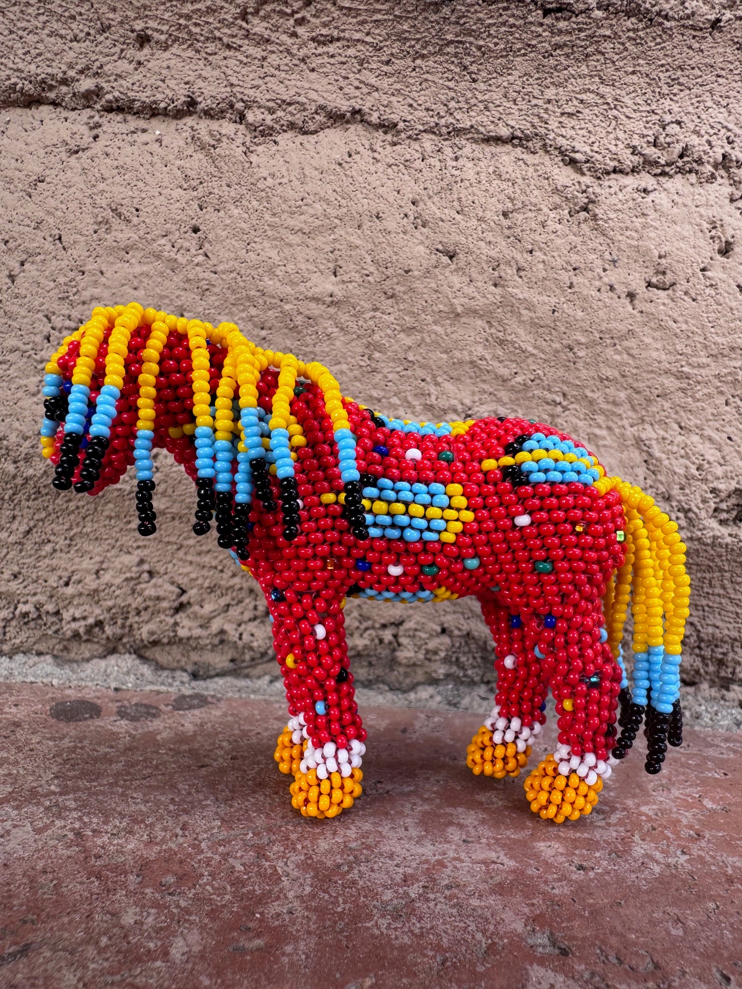 Handmade Peyote Stitched Horse Figurine-Red 4