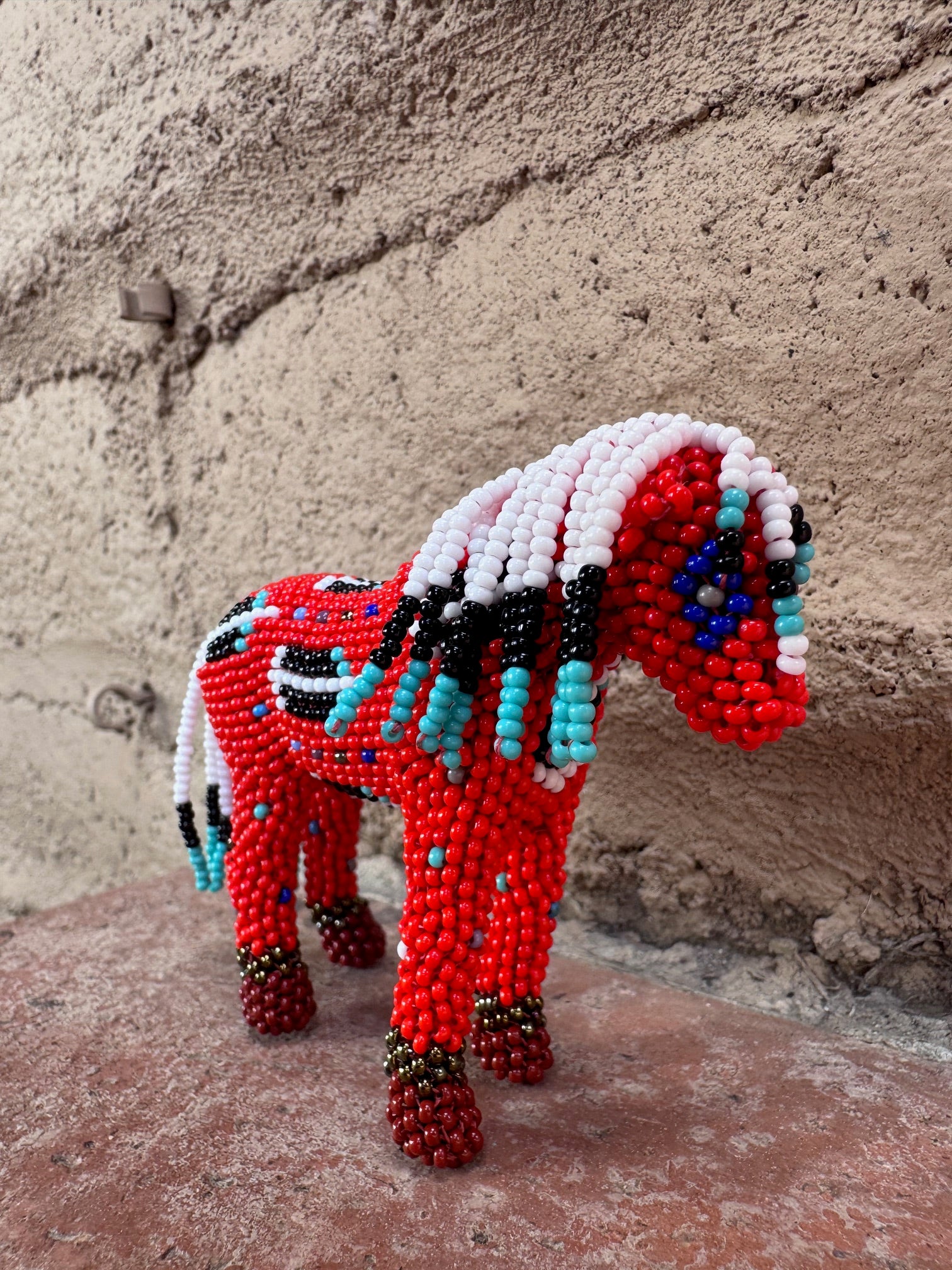 Handmade Peyote Stitched Horse Figurine-Red 5