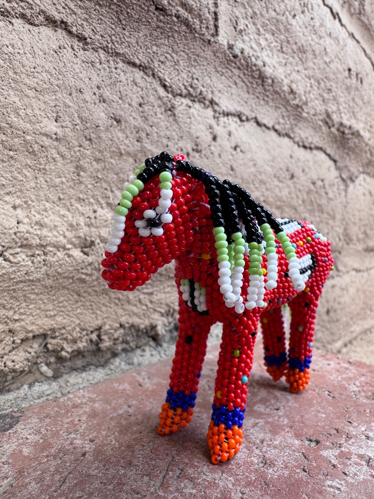 Handmade Peyote Stitched Horse Figurine-Red 6