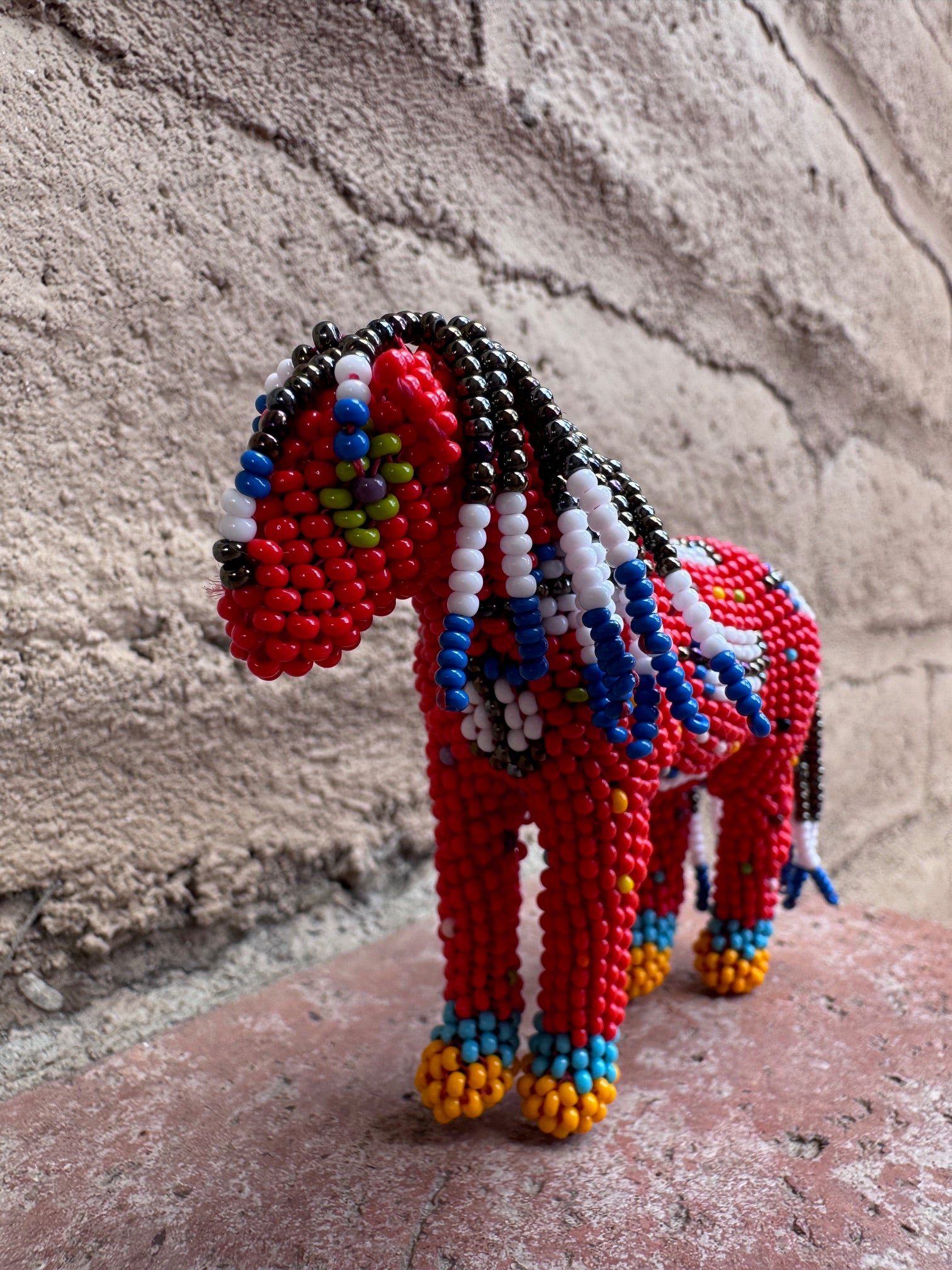 Handmade Peyote Stitched Horse Figurine-Red 7