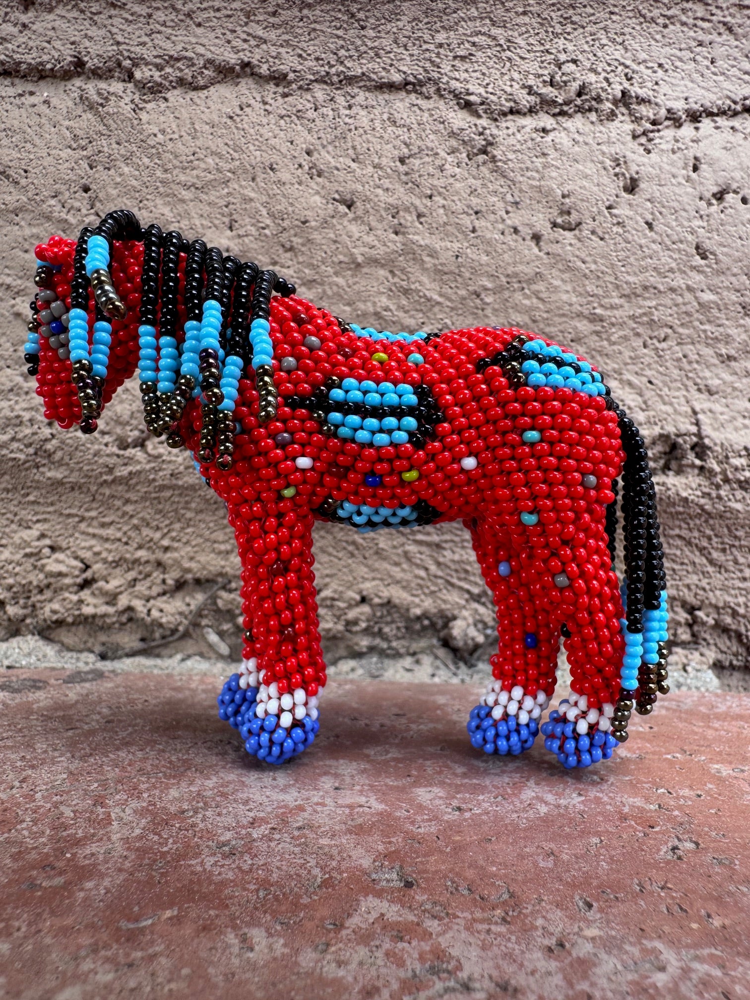Handmade Peyote Stitched Horse Figurine-Red 8
