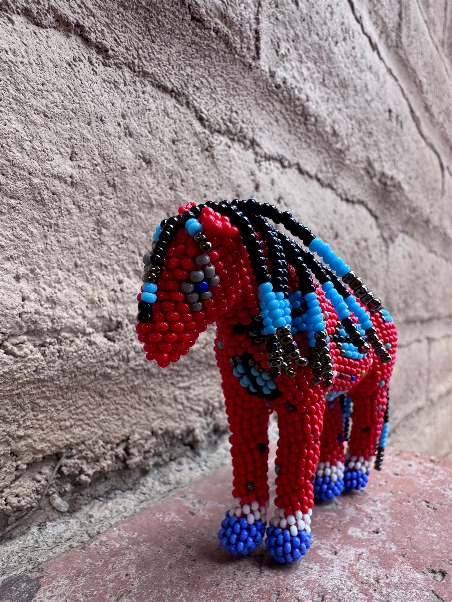 Handmade Peyote Stitched Horse Figurine-Red 8