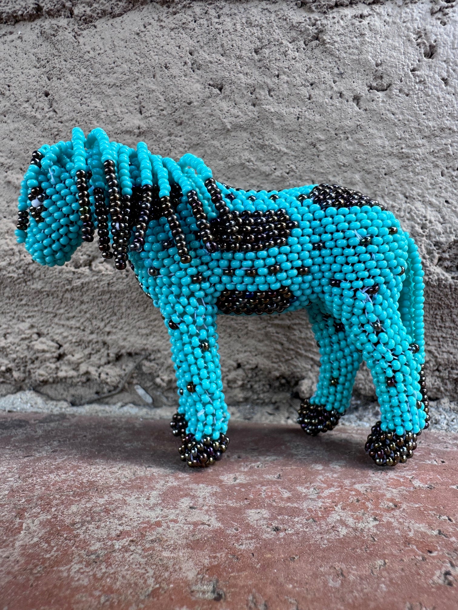 Handmade Peyote Stitched Horse Figurine- Turquoise 4