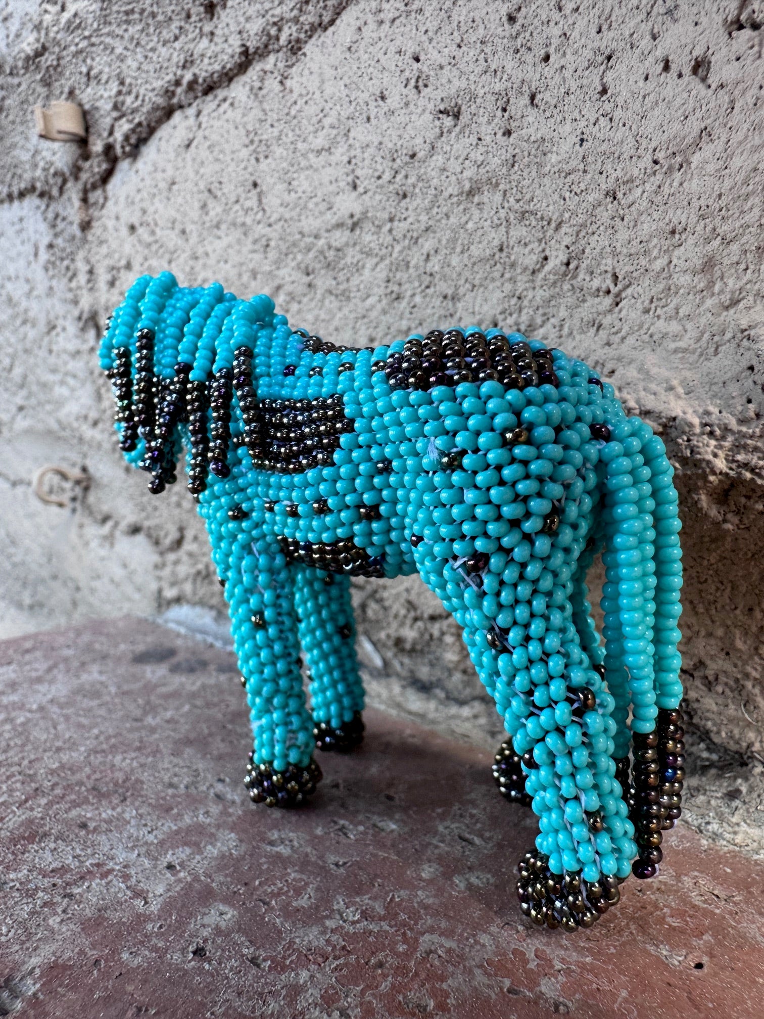 Handmade Peyote Stitched Horse Figurine- Turquoise 4