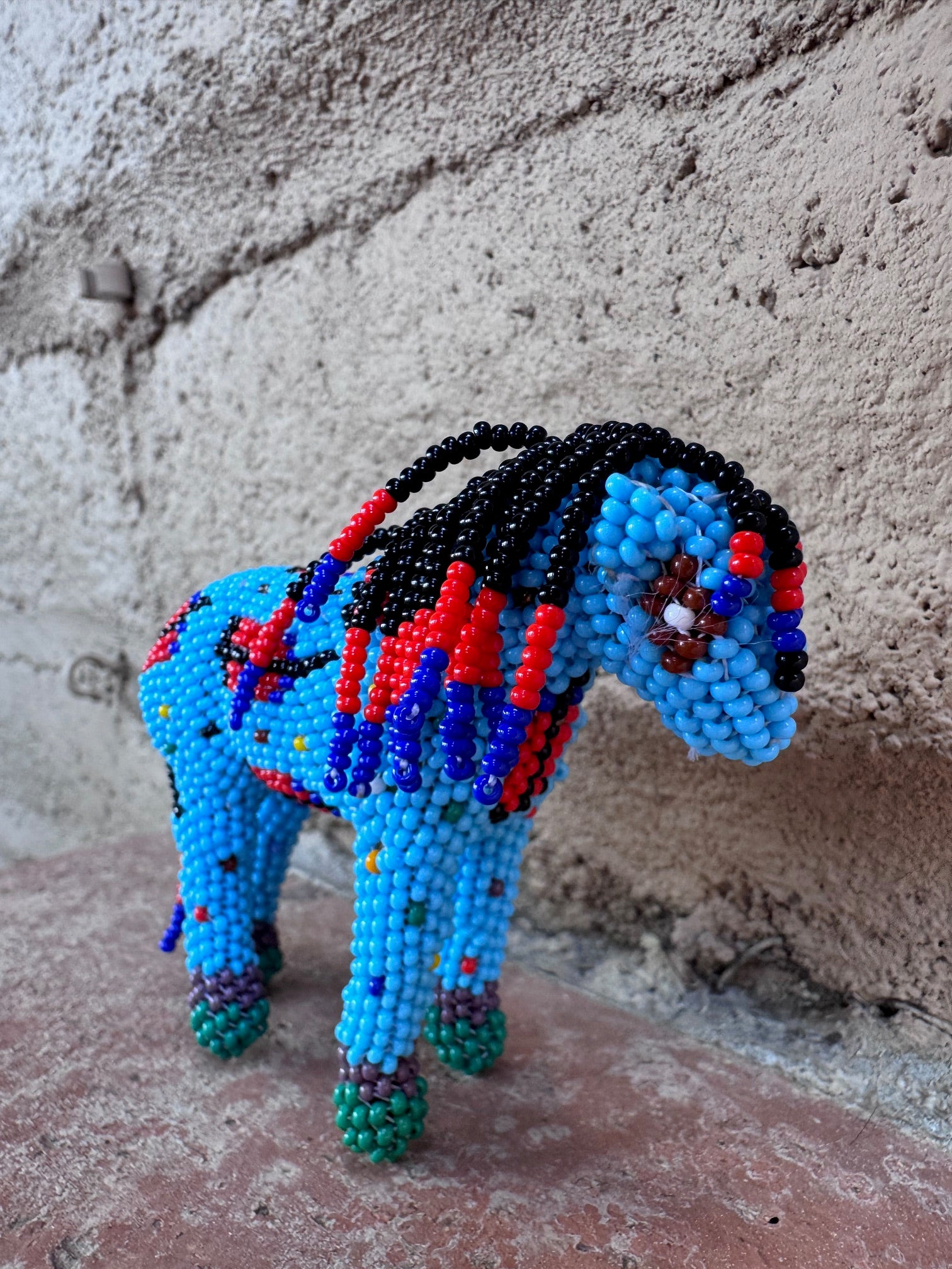 Handmade Peyote Stitched Horse Figurine- Blue 2