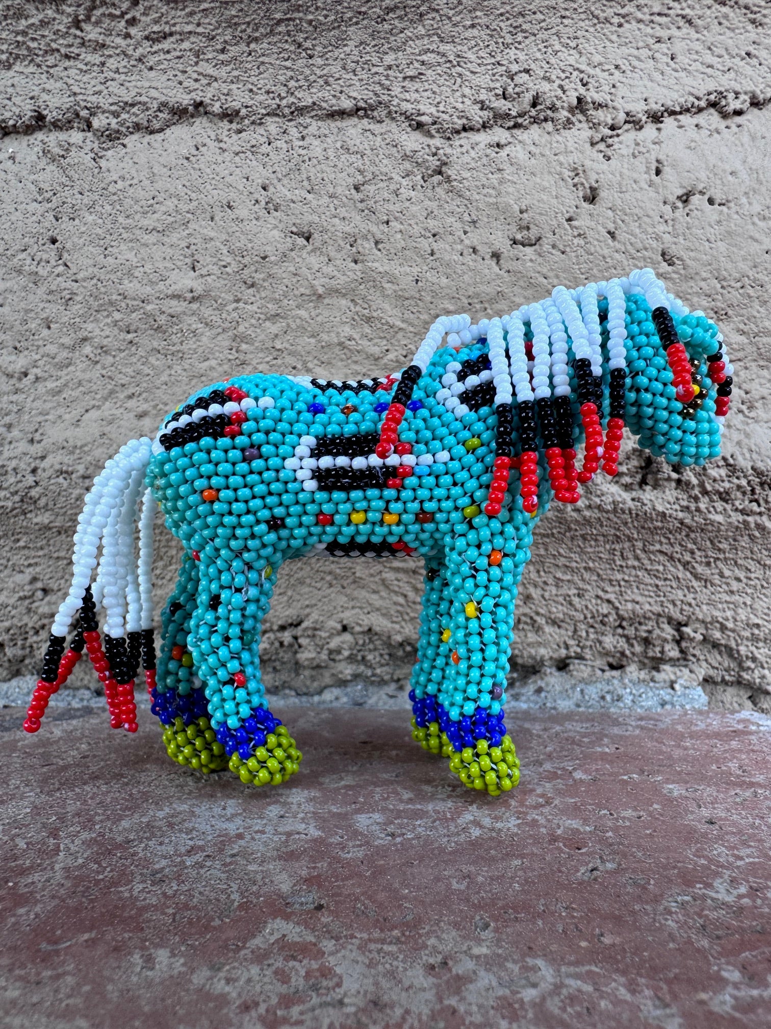 Handmade Peyote Stitched Horse Figurine- Turquoise 8