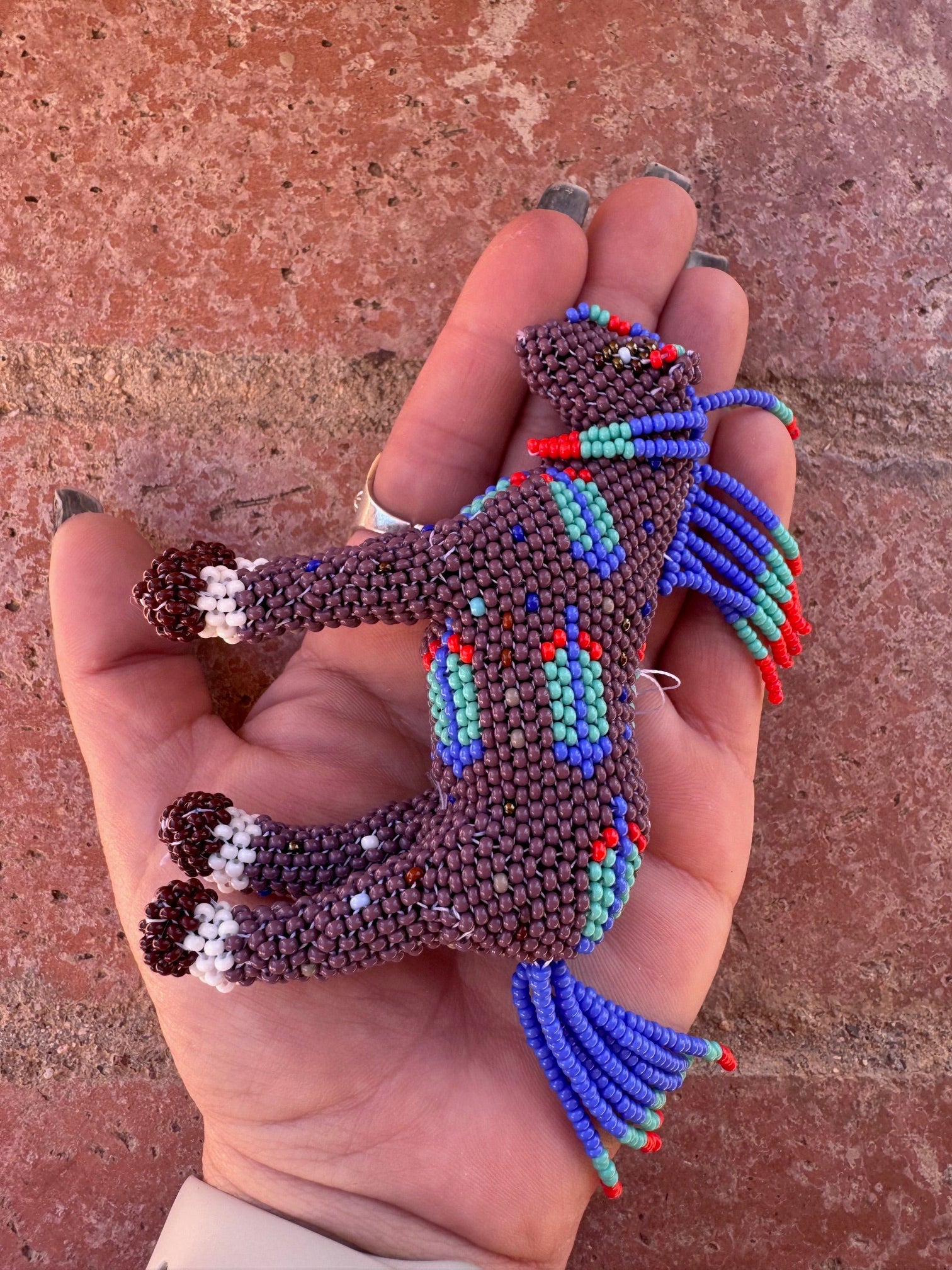 Handmade Peyote Stitched Horse Figurine- Purple 1