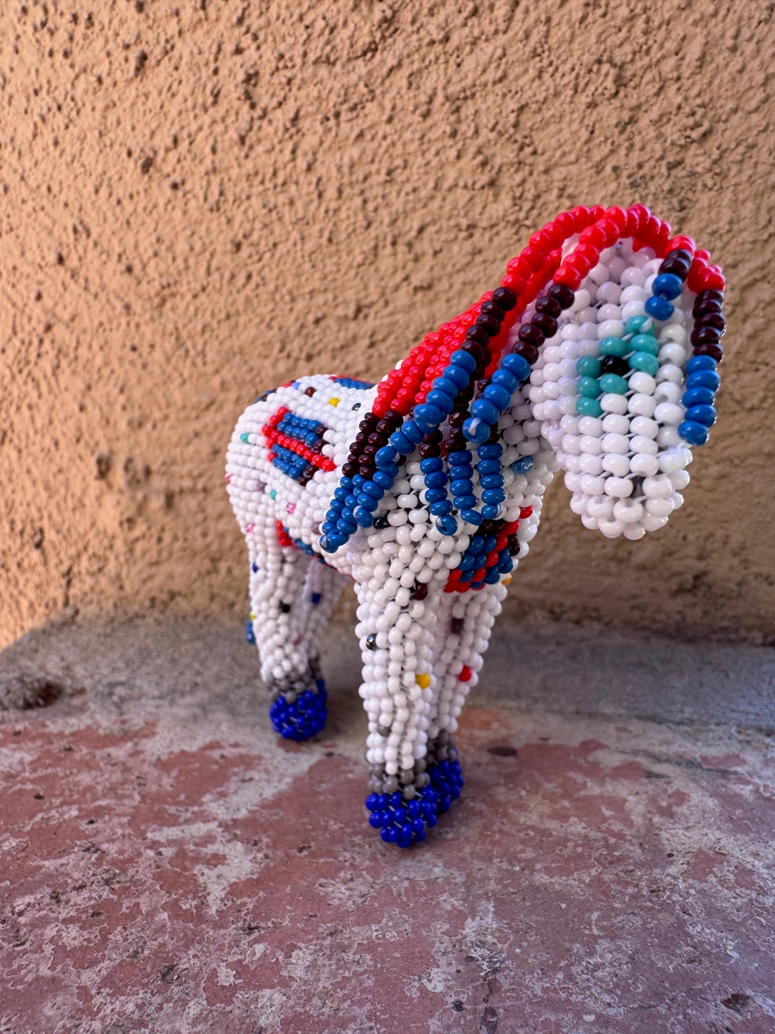 Handmade Peyote Stitched Horse Figurine- White 1