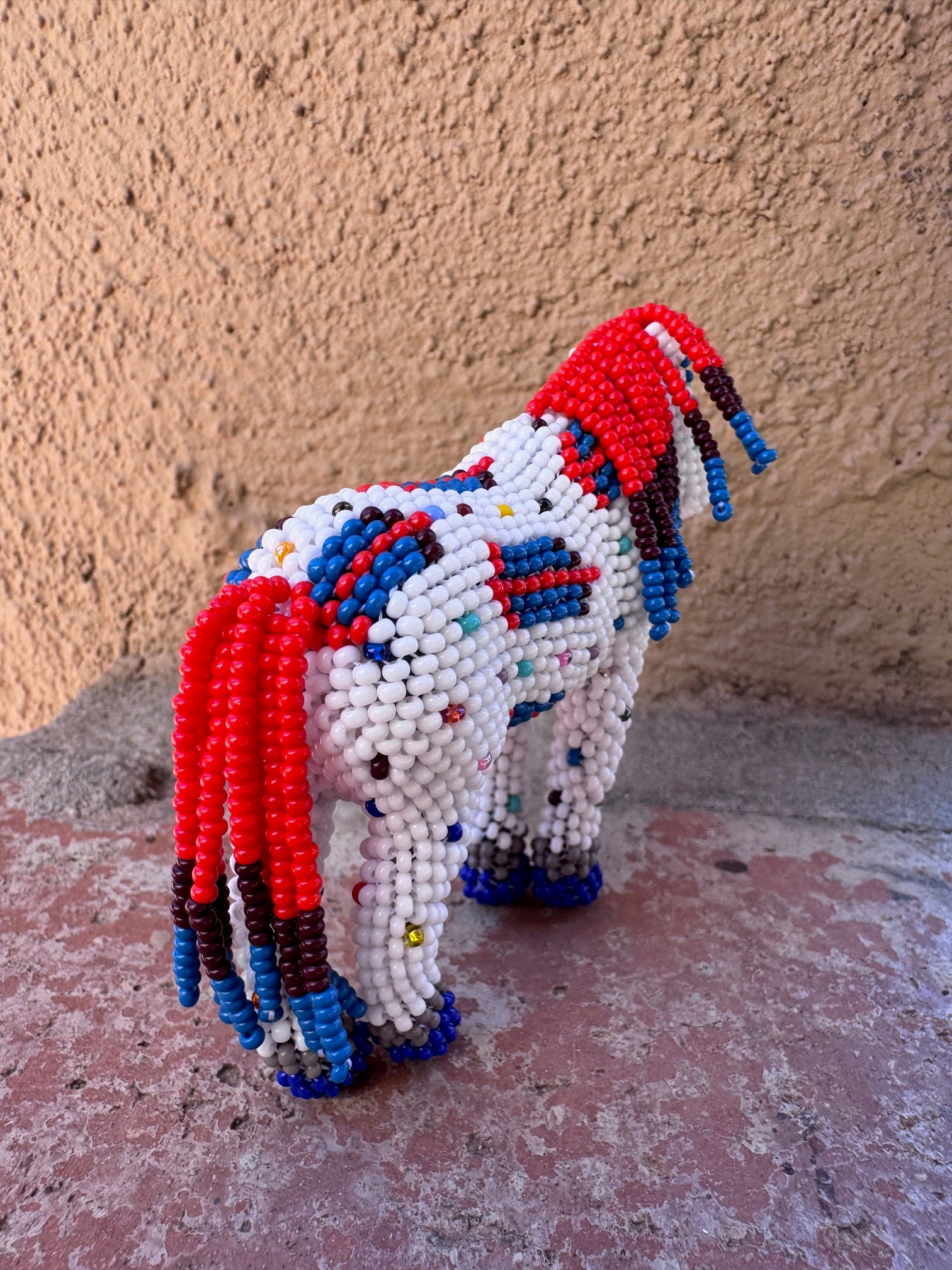 Handmade Peyote Stitched Horse Figurine- White 1