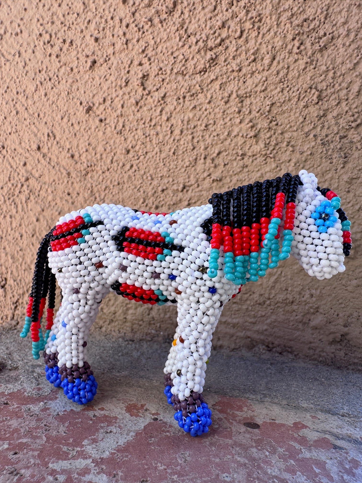 Handmade Peyote Stitched Horse Figurine- White 5