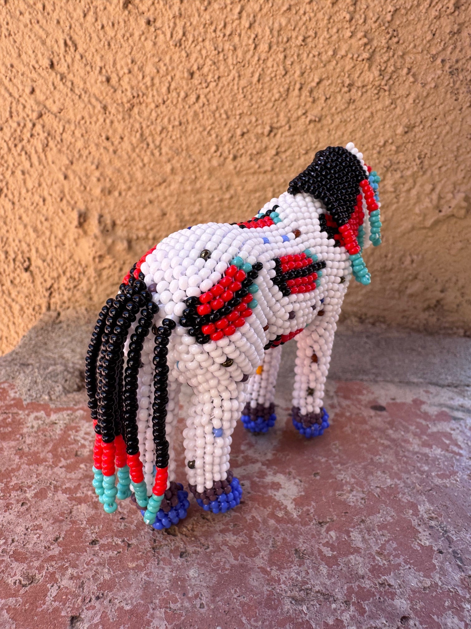 Handmade Peyote Stitched Horse Figurine- White 5
