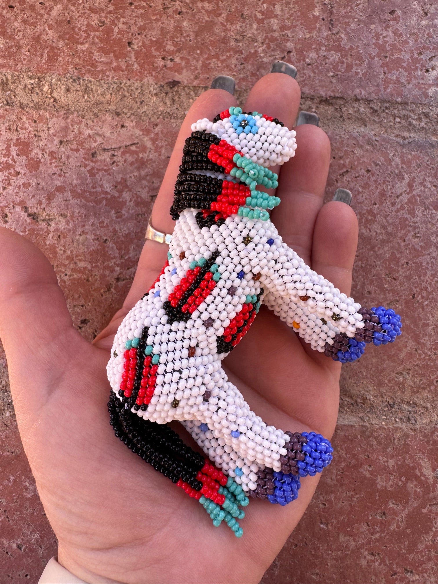 Handmade Peyote Stitched Horse Figurine- White 5