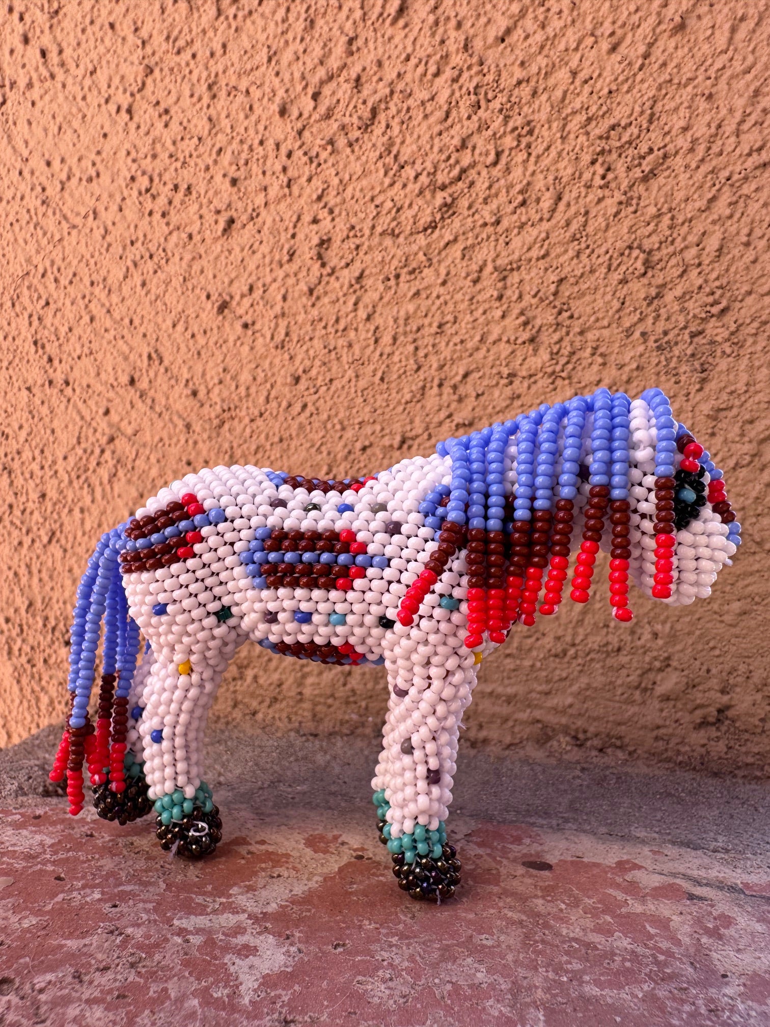 Handmade Peyote Stitched Horse Figurine- White 7