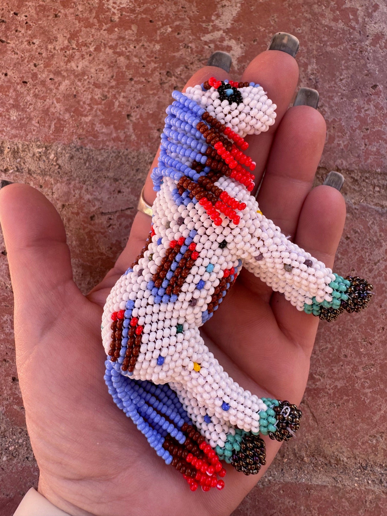 Handmade Peyote Stitched Horse Figurine- White 7