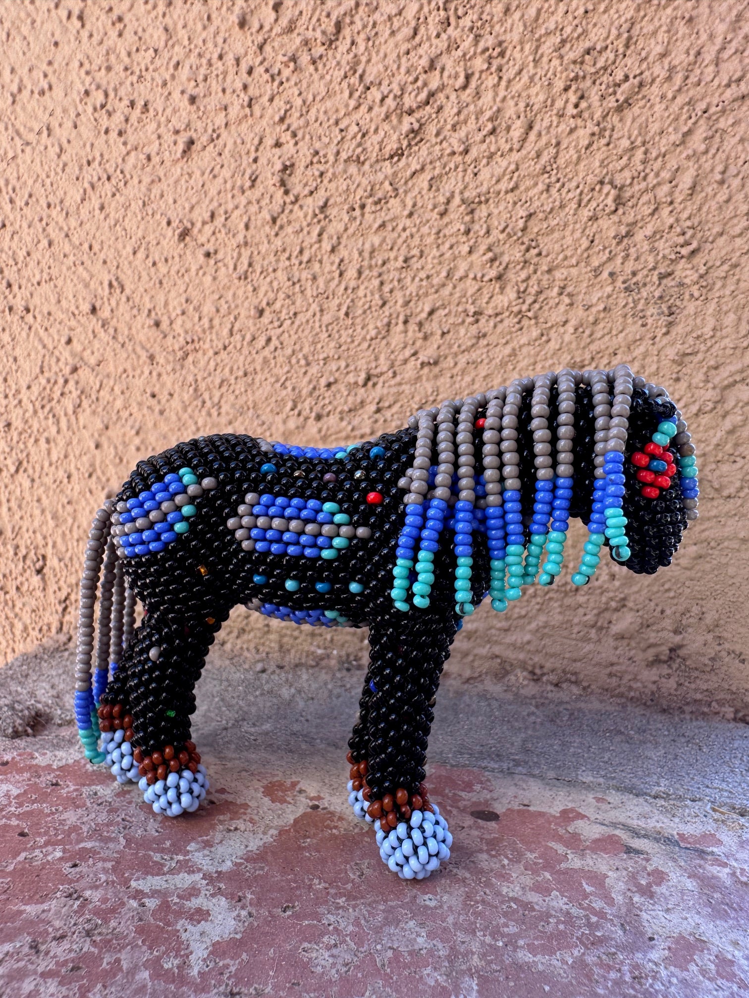 Handmade Peyote Stitched Horse Figurine- Black 1