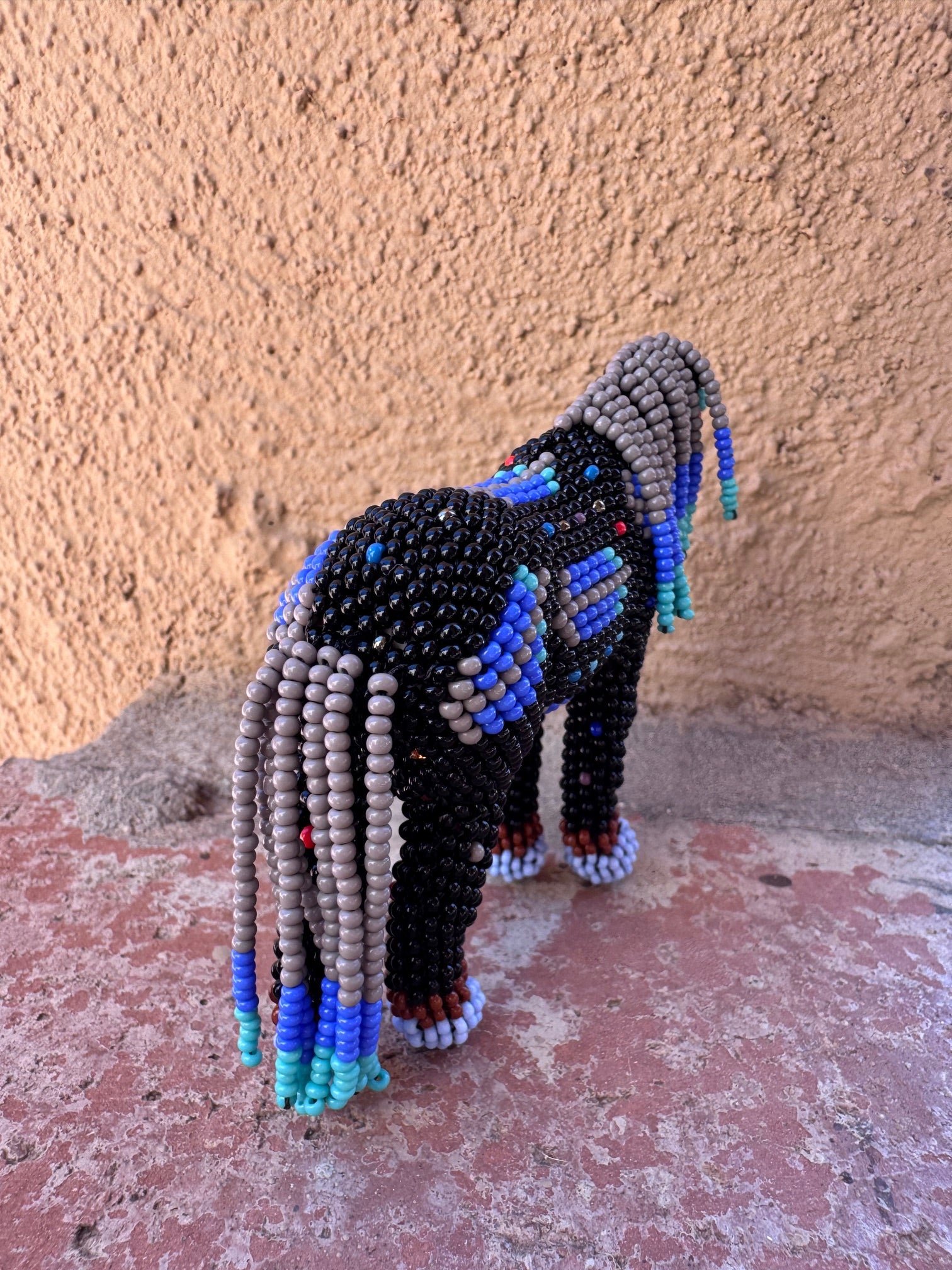 Handmade Peyote Stitched Horse Figurine- Black 1