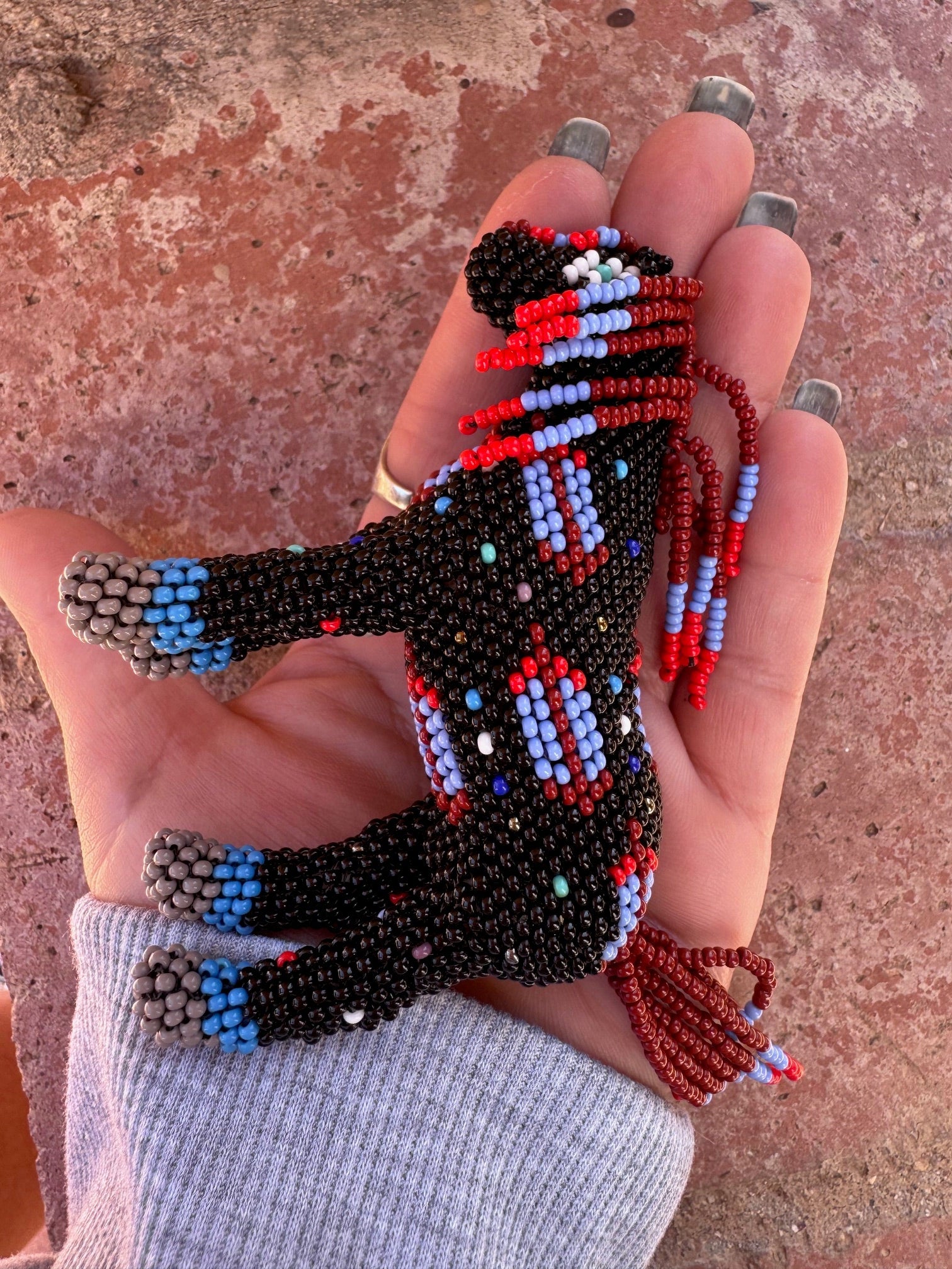 Handmade Peyote Stitched Horse Figurine- Black 4