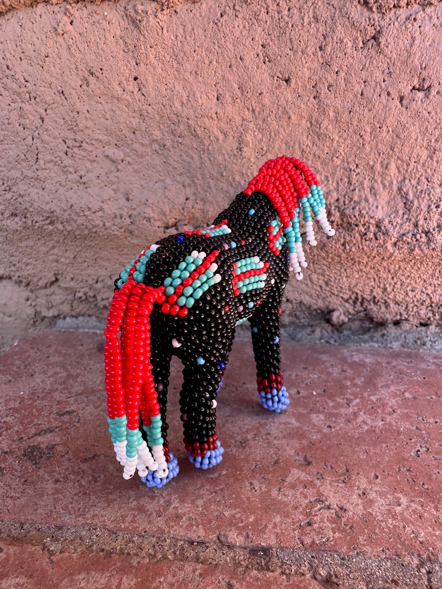 Handmade Peyote Stitched Horse Figurine- Black 7