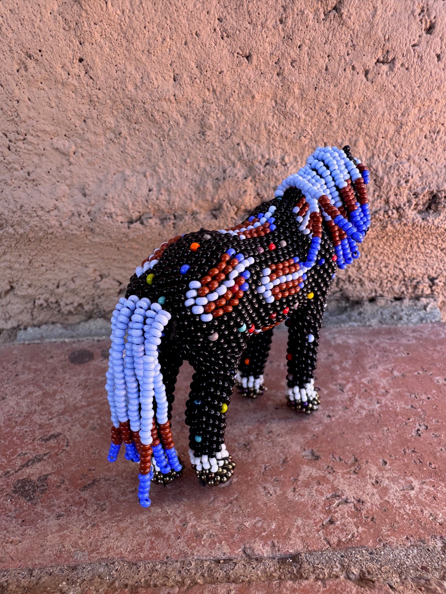 Handmade Peyote Stitched Horse Figurine- Black 9