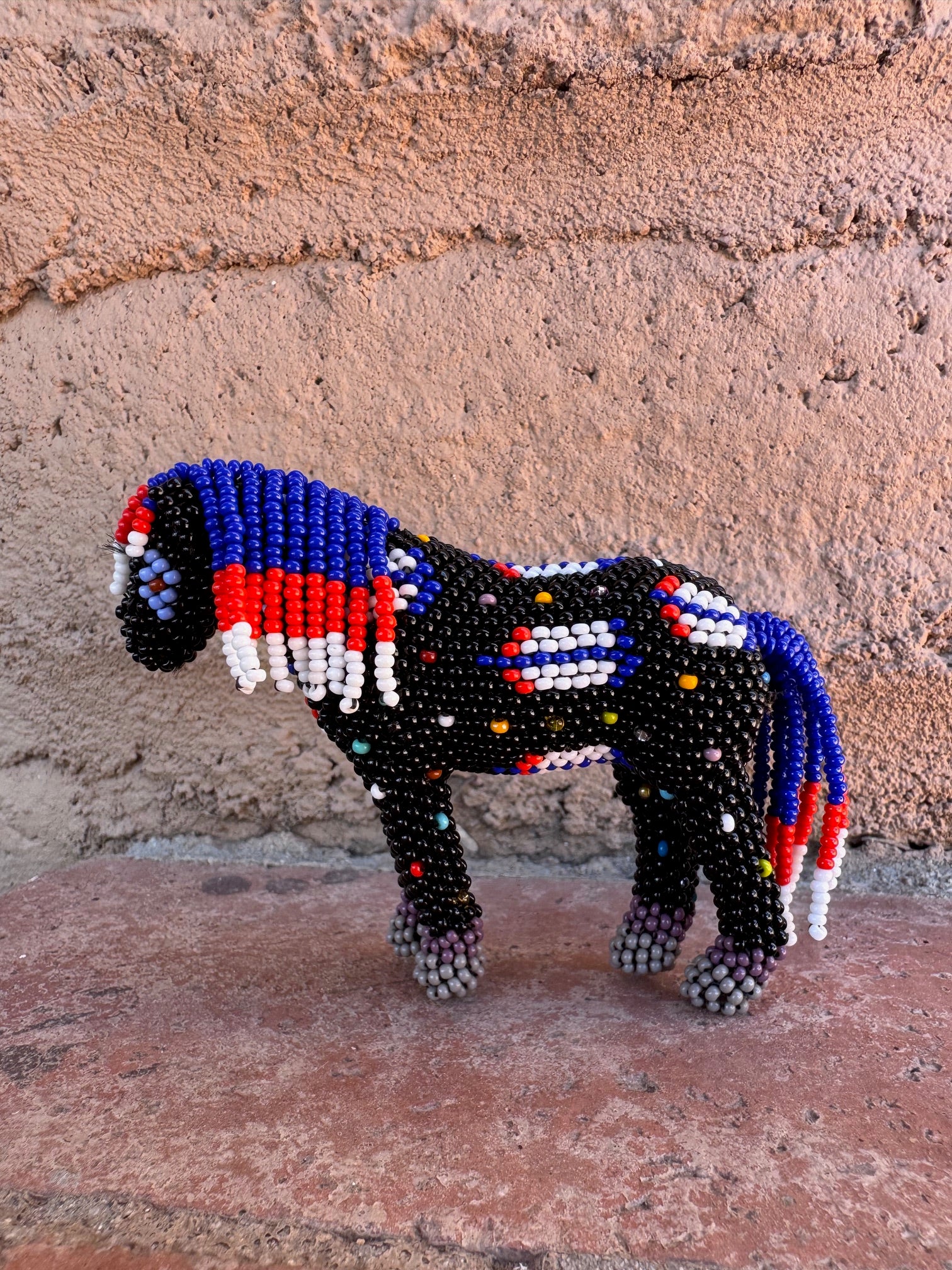 Handmade Peyote Stitched Horse Figurine- Black 10