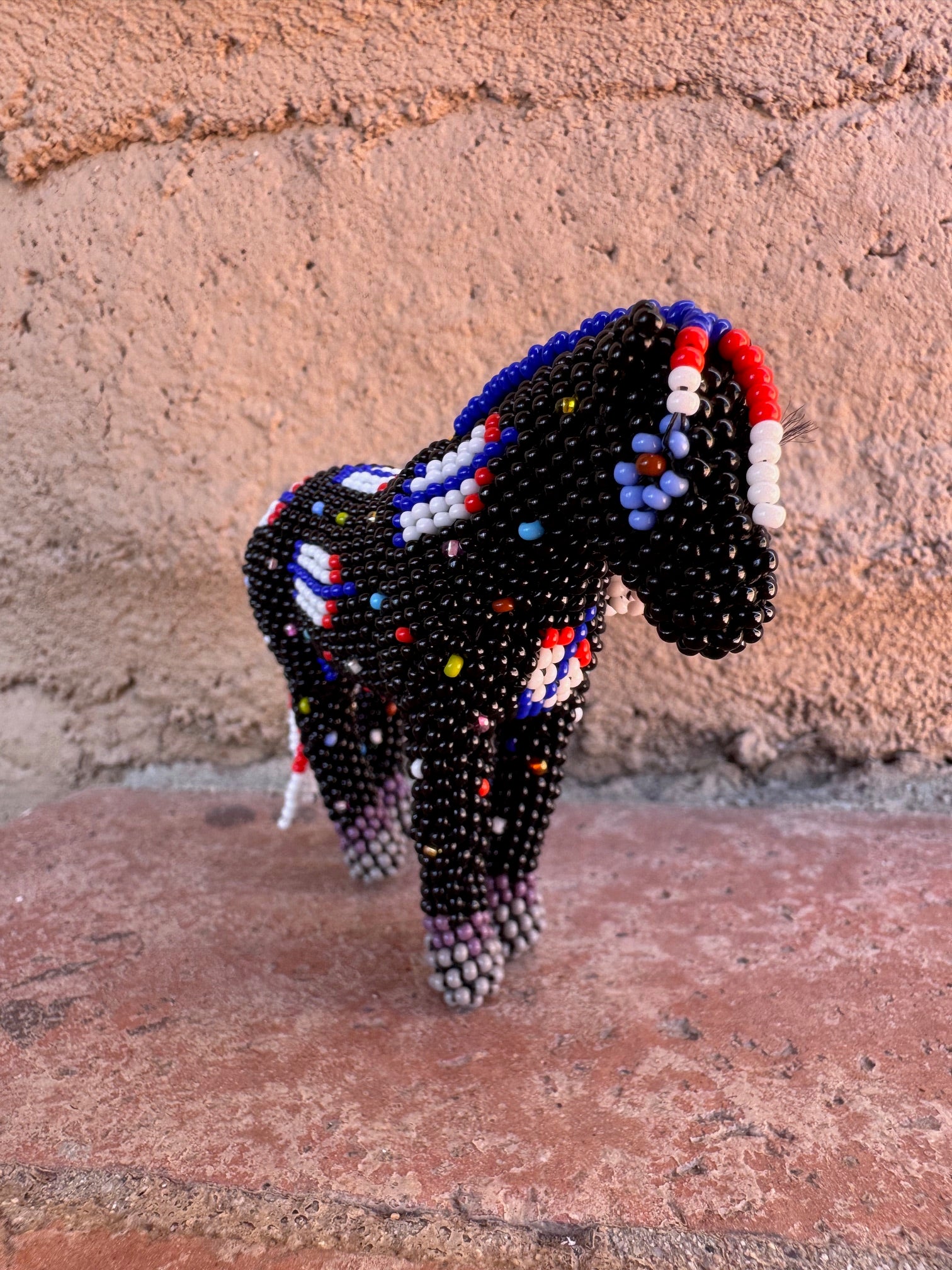Handmade Peyote Stitched Horse Figurine- Black 10