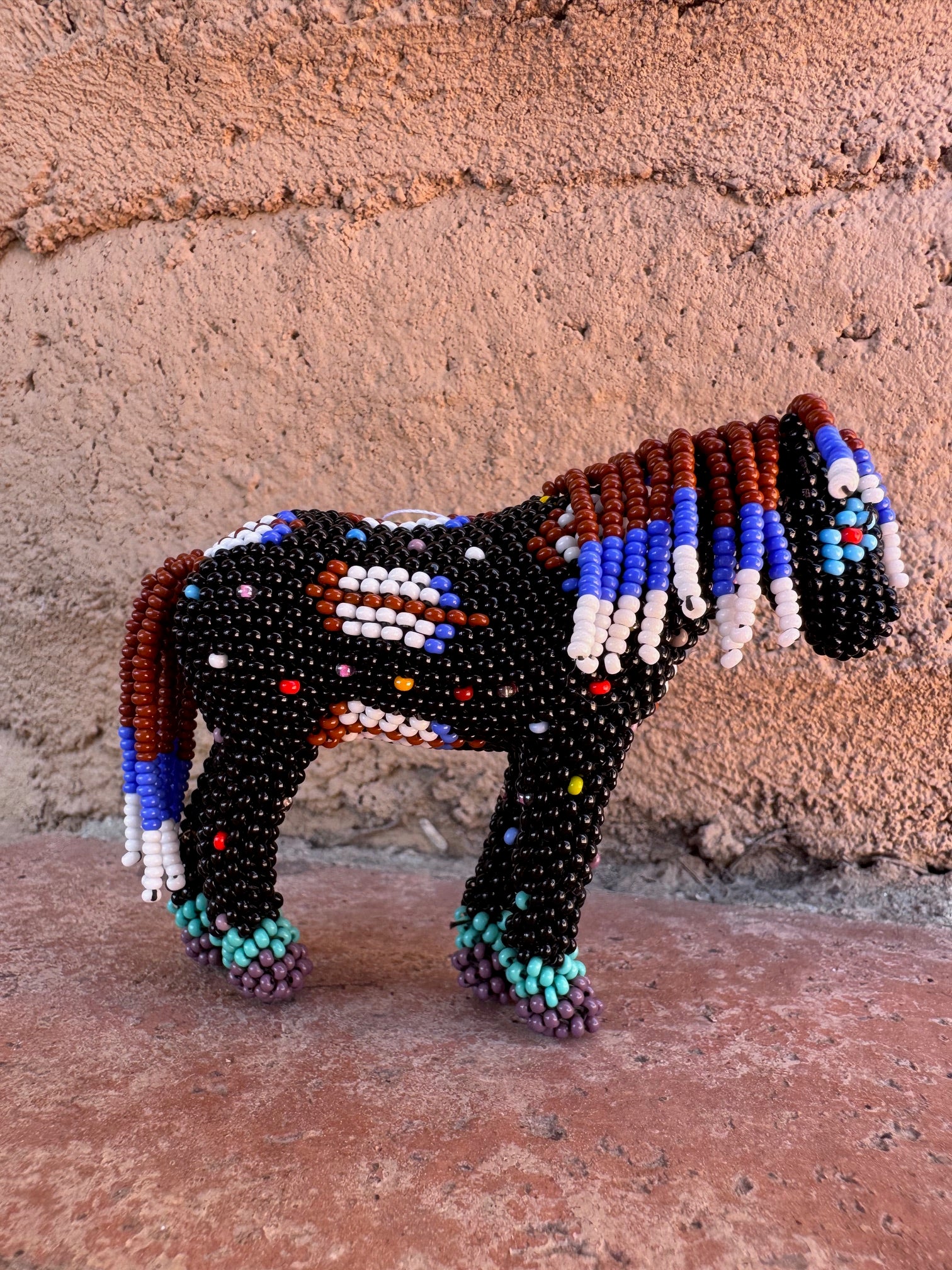 Handmade Peyote Stitched Horse Figurine- Black 11