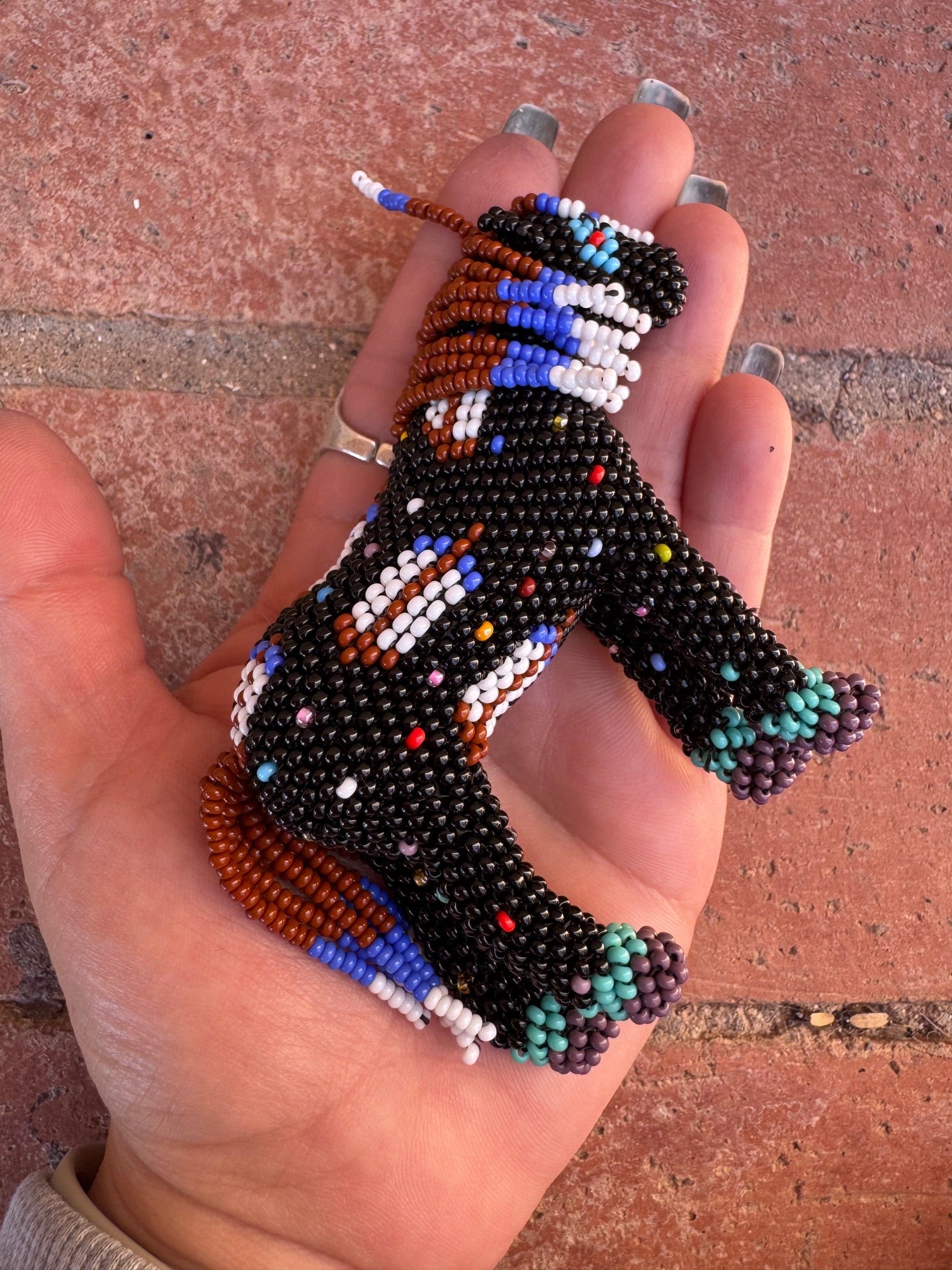 Handmade Peyote Stitched Horse Figurine- Black 11