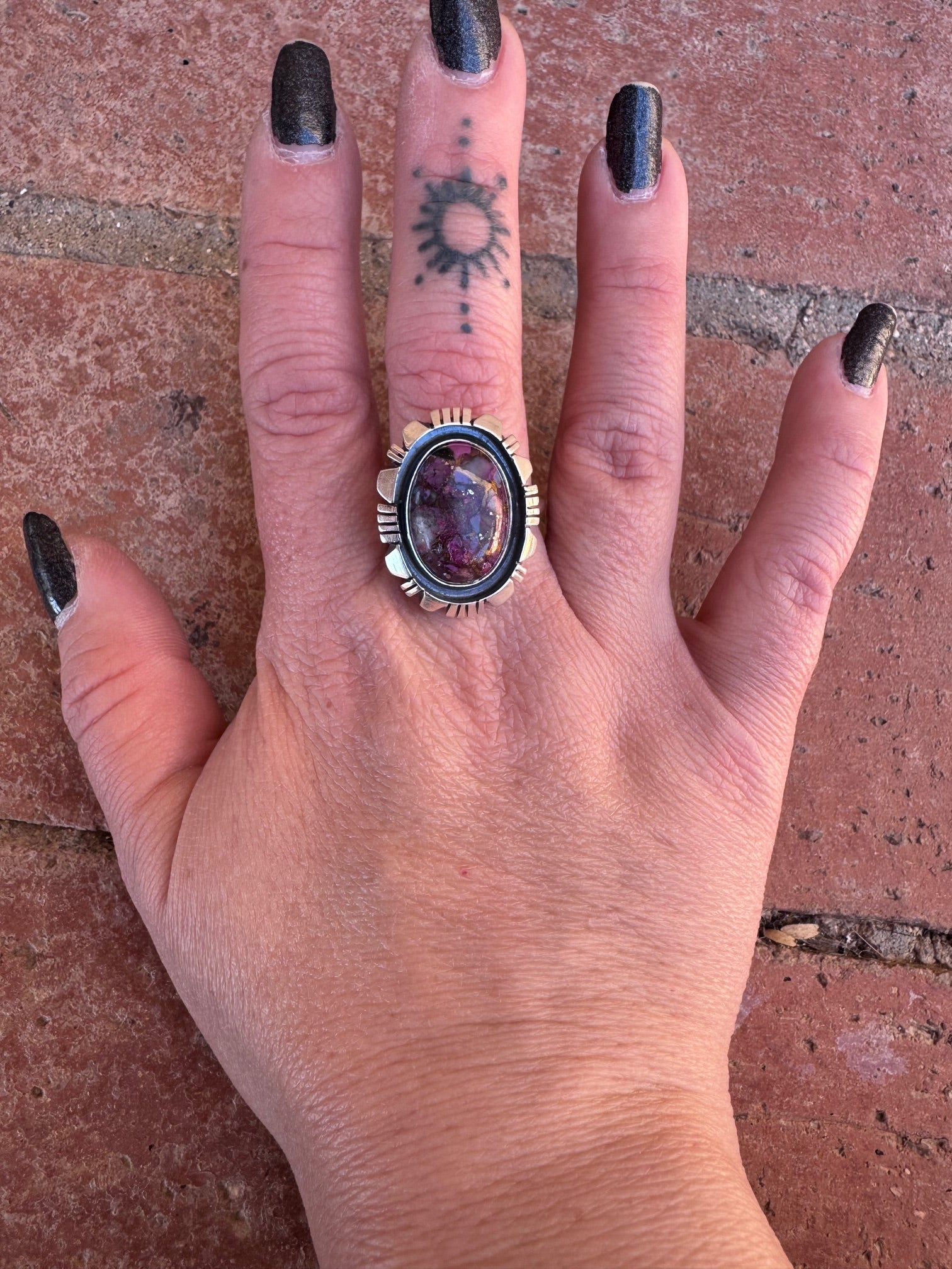 Handcrafted Sterling Silver & Purple Dream Mojave Adjustable Ring