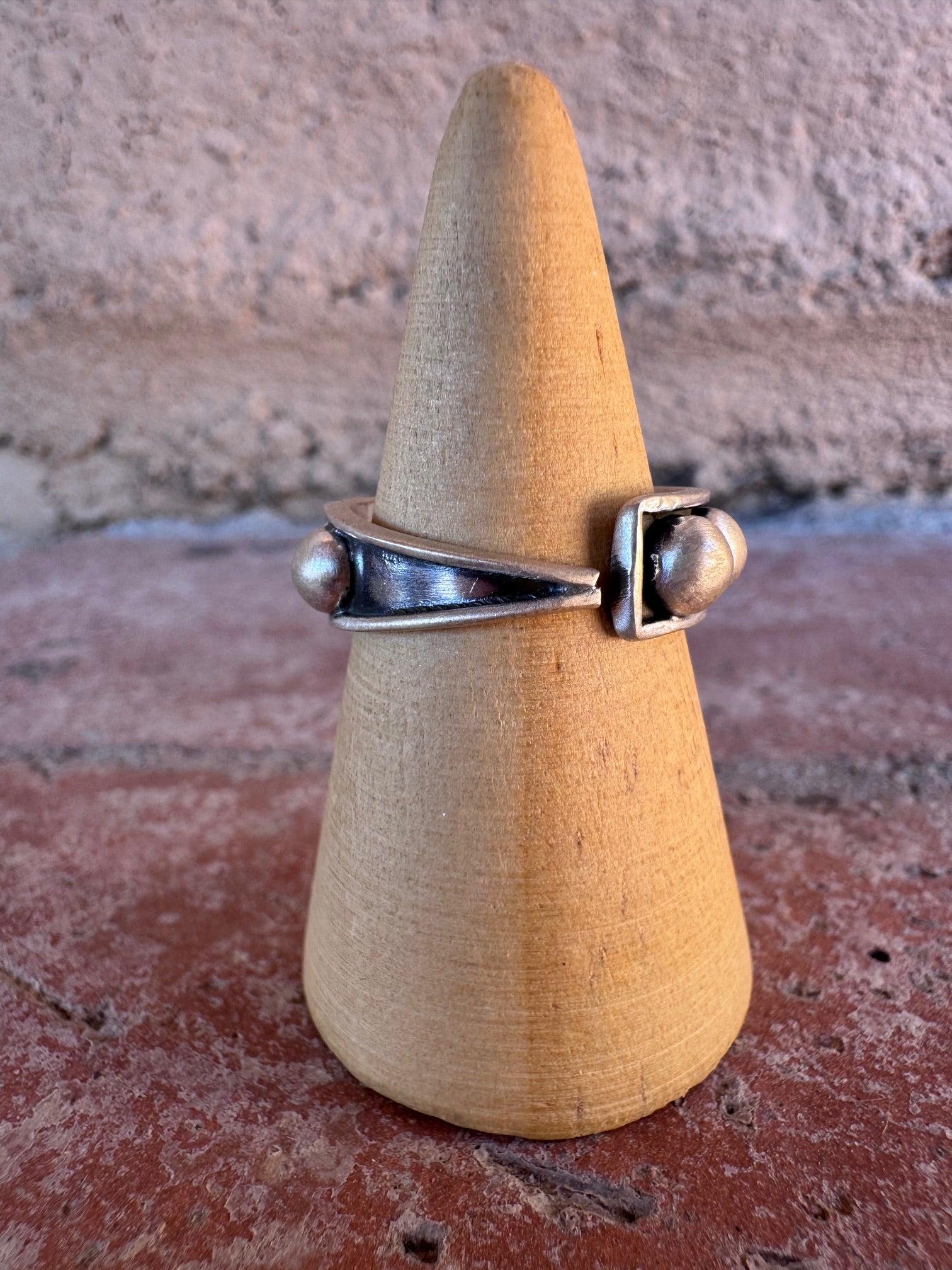 Handmade Brushed Sterling Silver 5mm Rocker Stacker Adjustable Band Ring