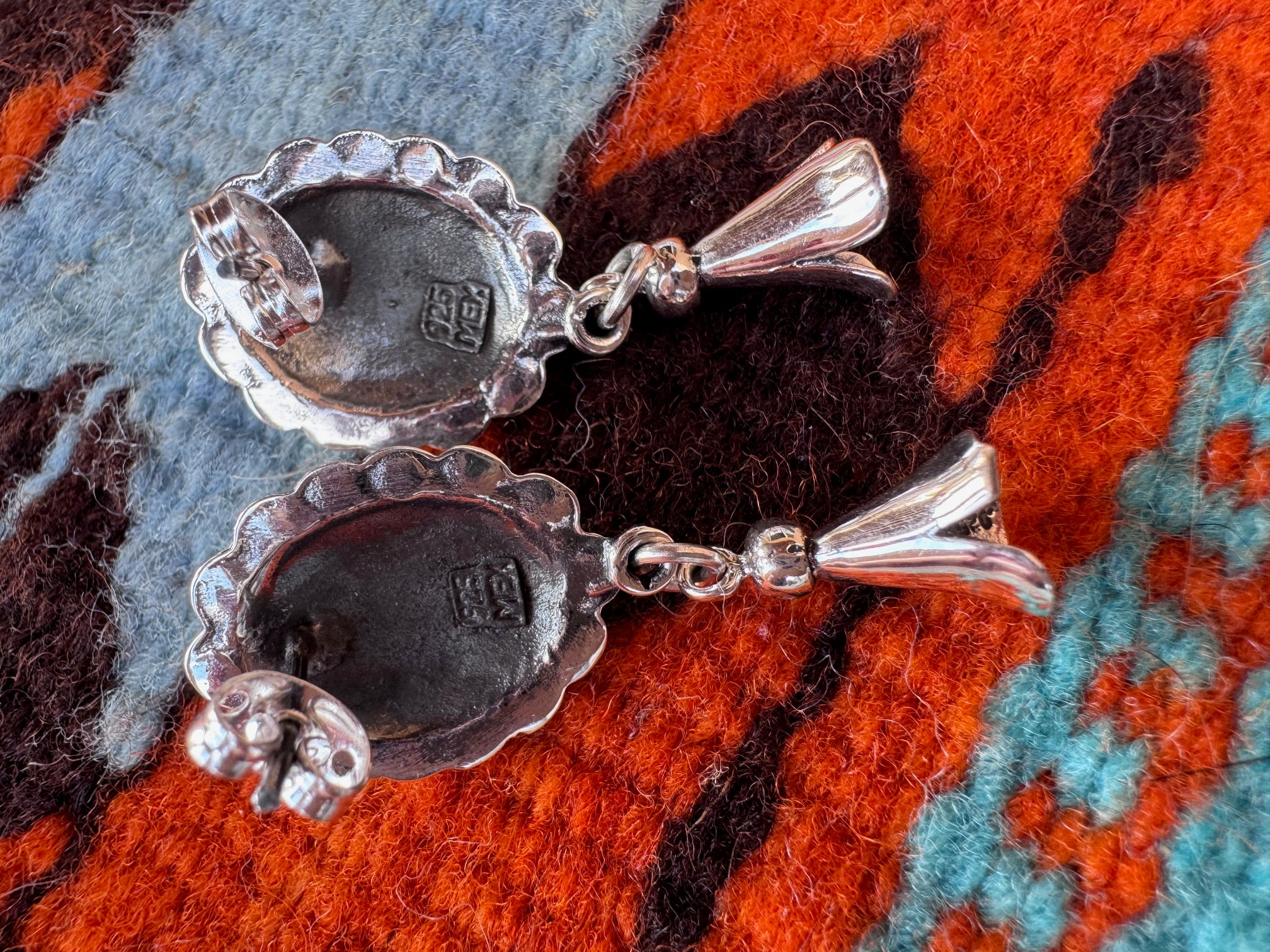 Handmade Sterling Silver & Turquoise Concho Blossom Post Earrings