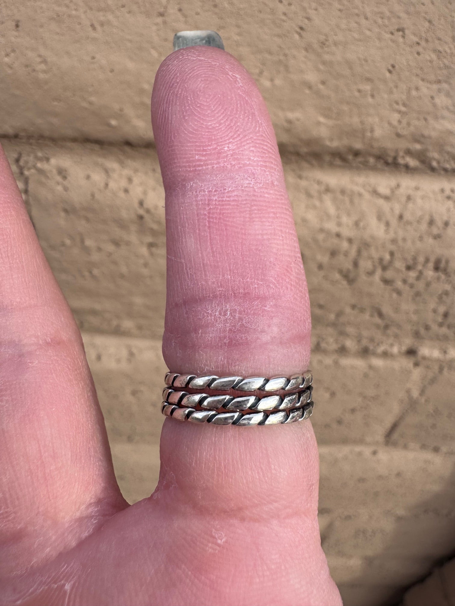 Handcrafted Turquoise and Sterling Silver Triple Twisted Band Ring