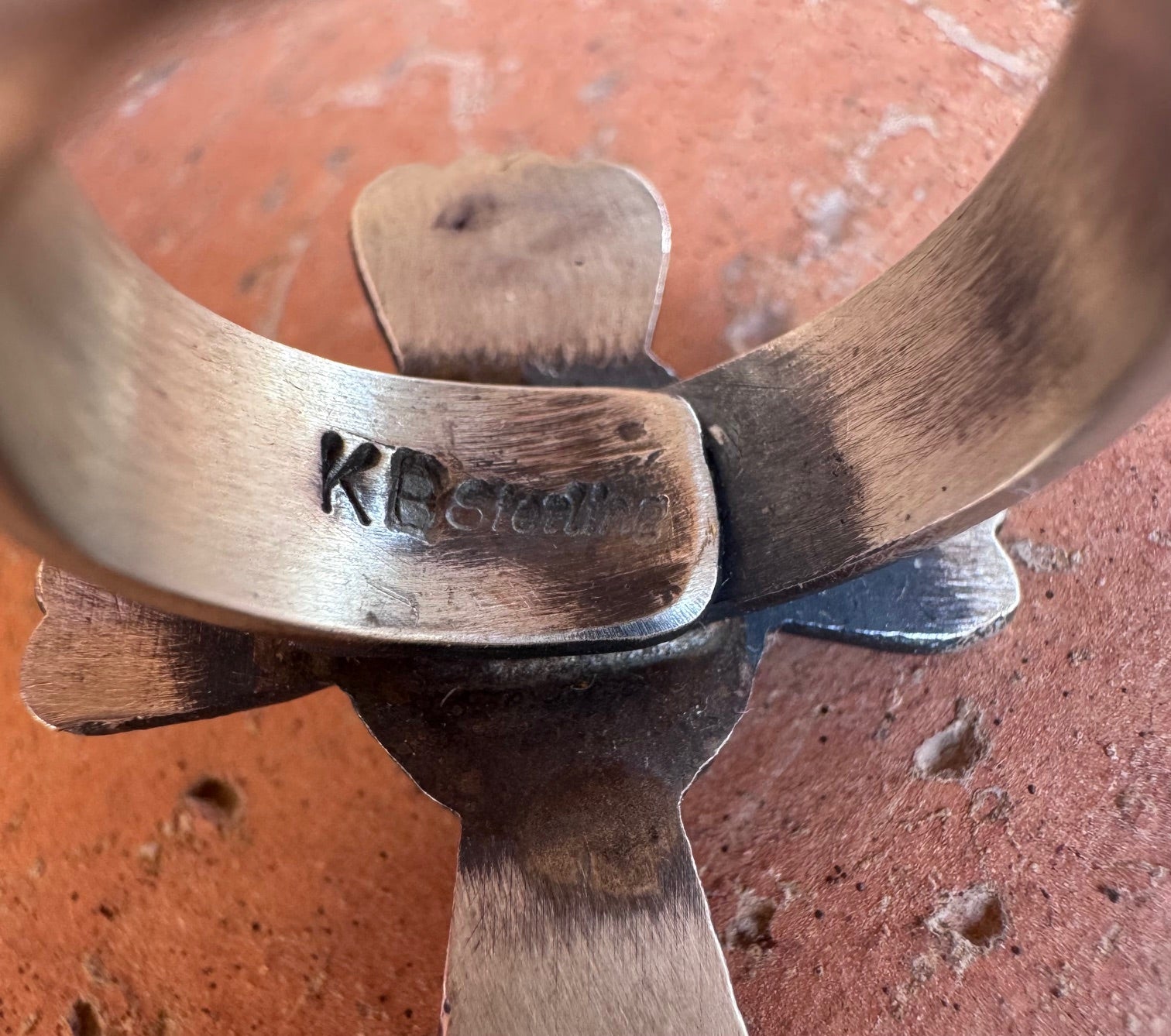 Handcrafted Queen Pink Conch & Sterling Silver Adjustable Cross Ring by Kevin Billah