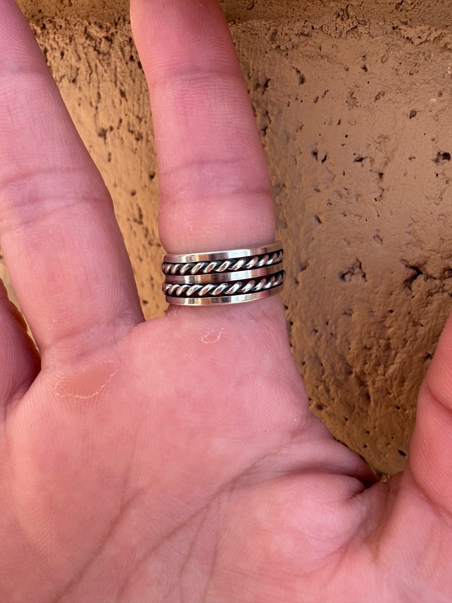 Handcrafted Black Onyx & Sterling Silver Band Ring