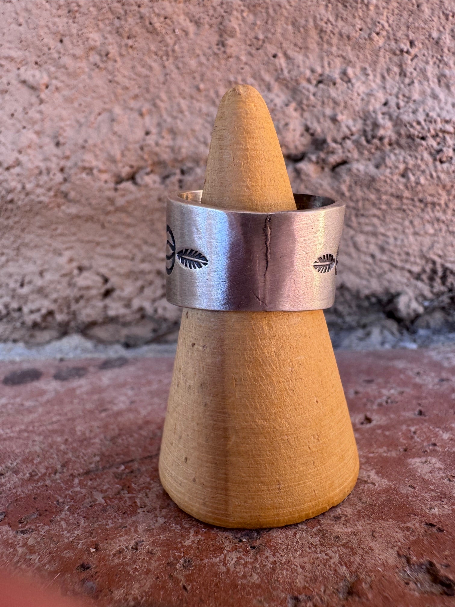 Handcrafted Sterling Silver And Orange Spiny Round Ring Size 8