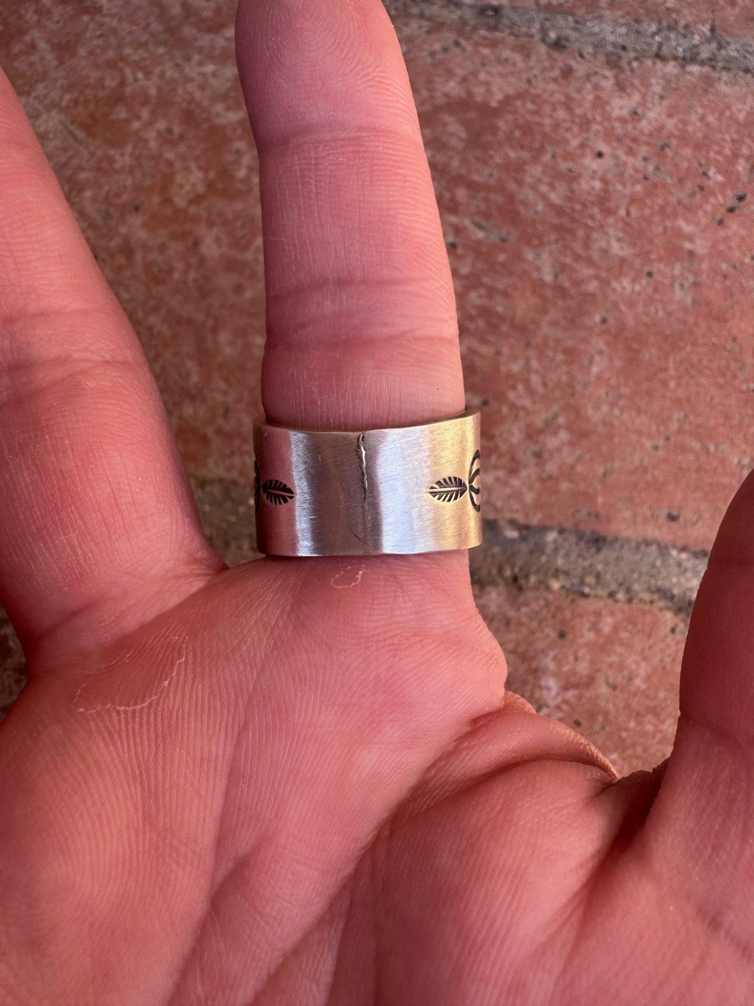 Handcrafted Sterling Silver And Orange Spiny Round Ring Size 8