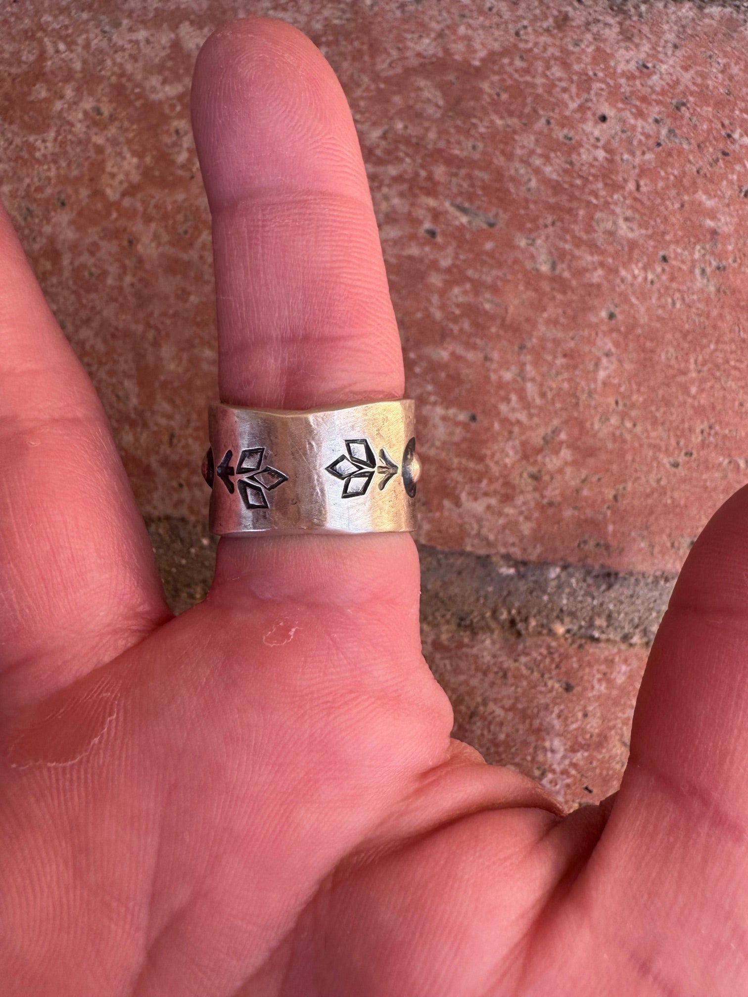 Handcrafted Sterling Silver And Orange Spiny TearDrop Ring Size 6.5