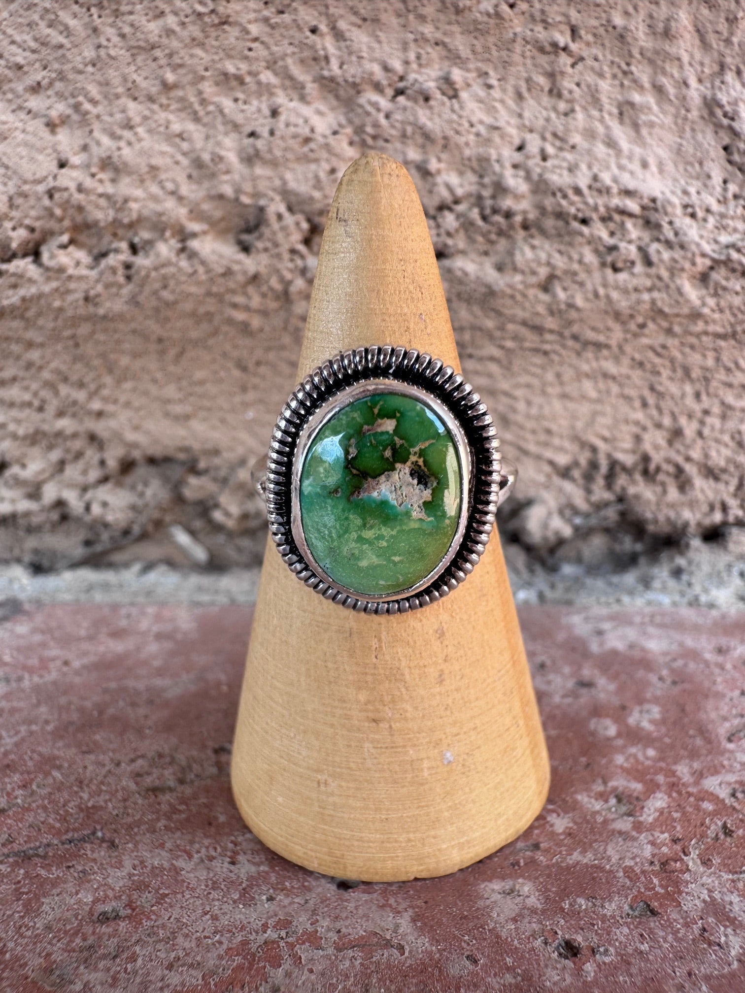 Handcrafted Palomino Turquoise Sterling Silver Oval Ring size 7.5 by Wydell Billie