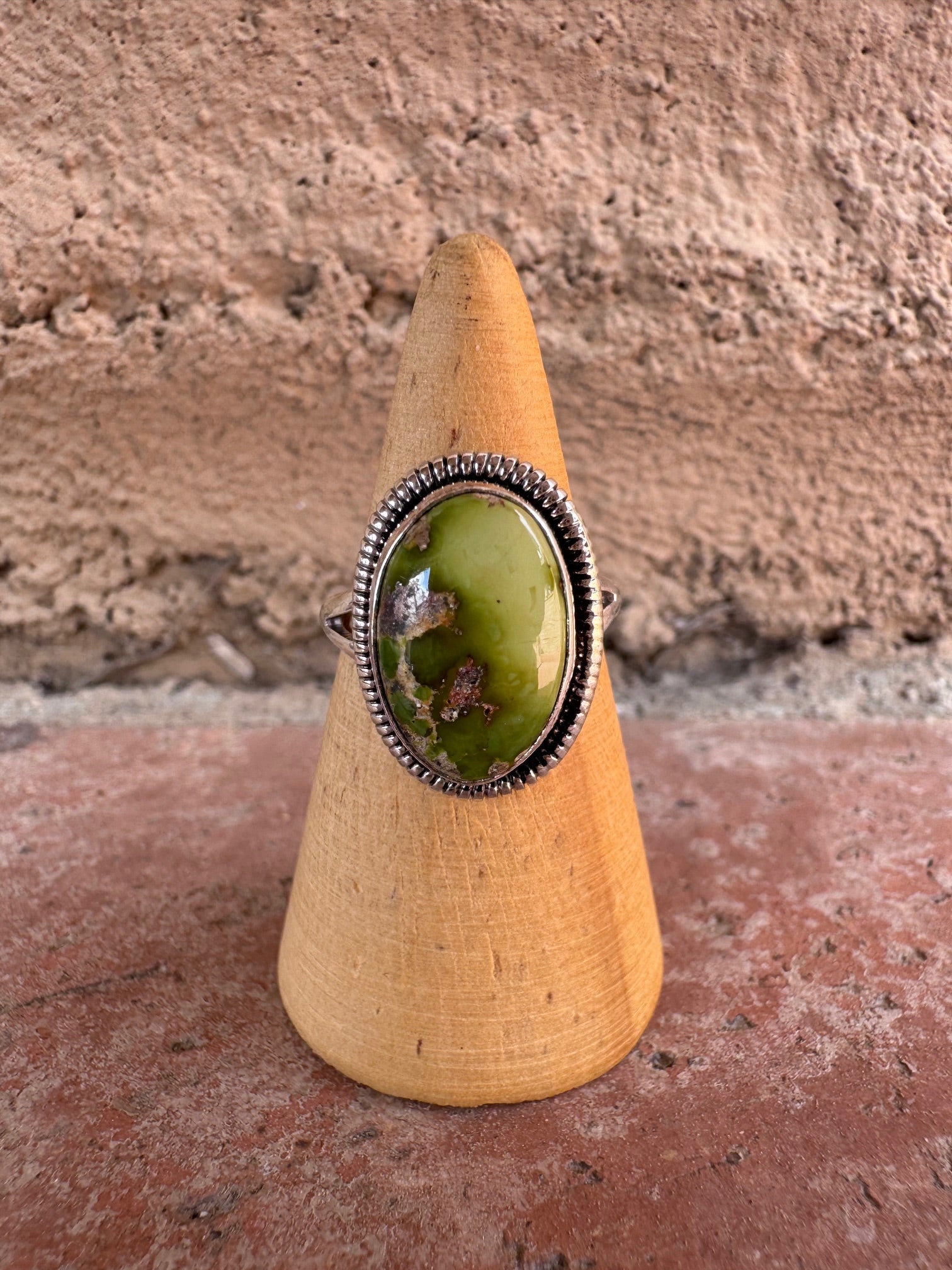 Handcrafted Palomino Turquoise Sterling Silver Oval Ring size 6.75 by Wydell Billie