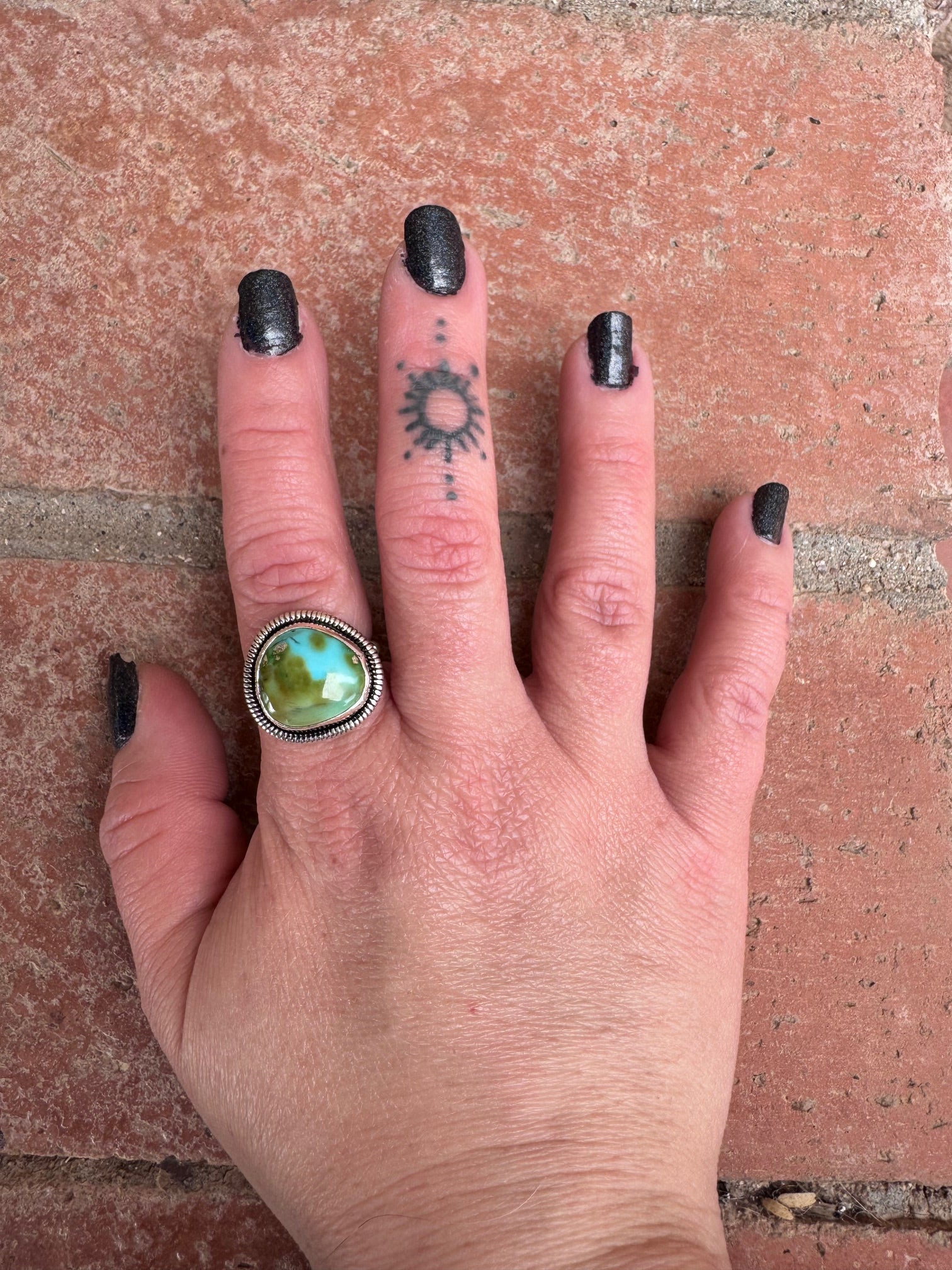 Handcrafted Palomino Turquoise Sterling Silver Ring size 8 by Wydell Billie