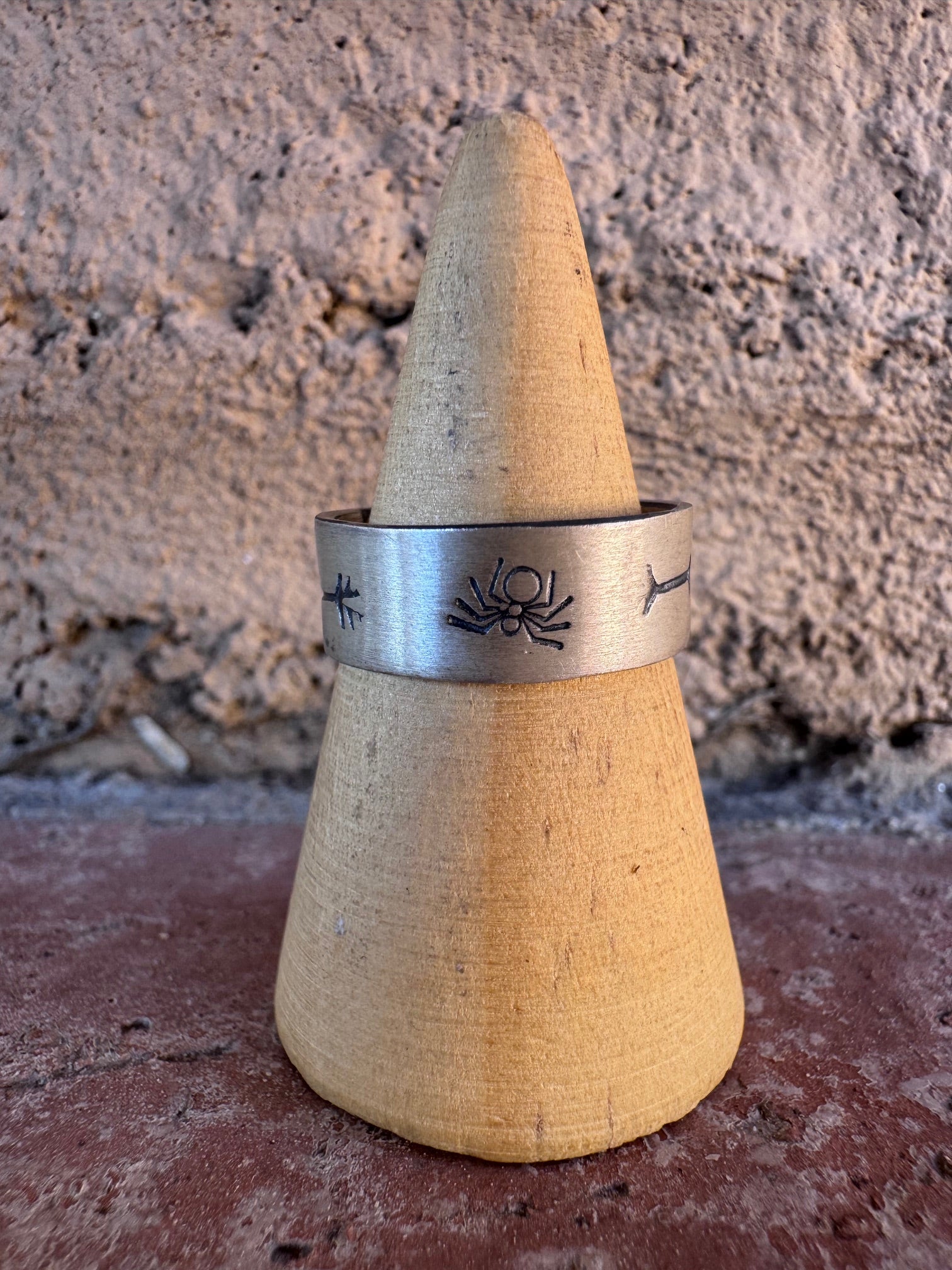 Handcrafted Sterling Silver Hand-stamped Ring Band size 8