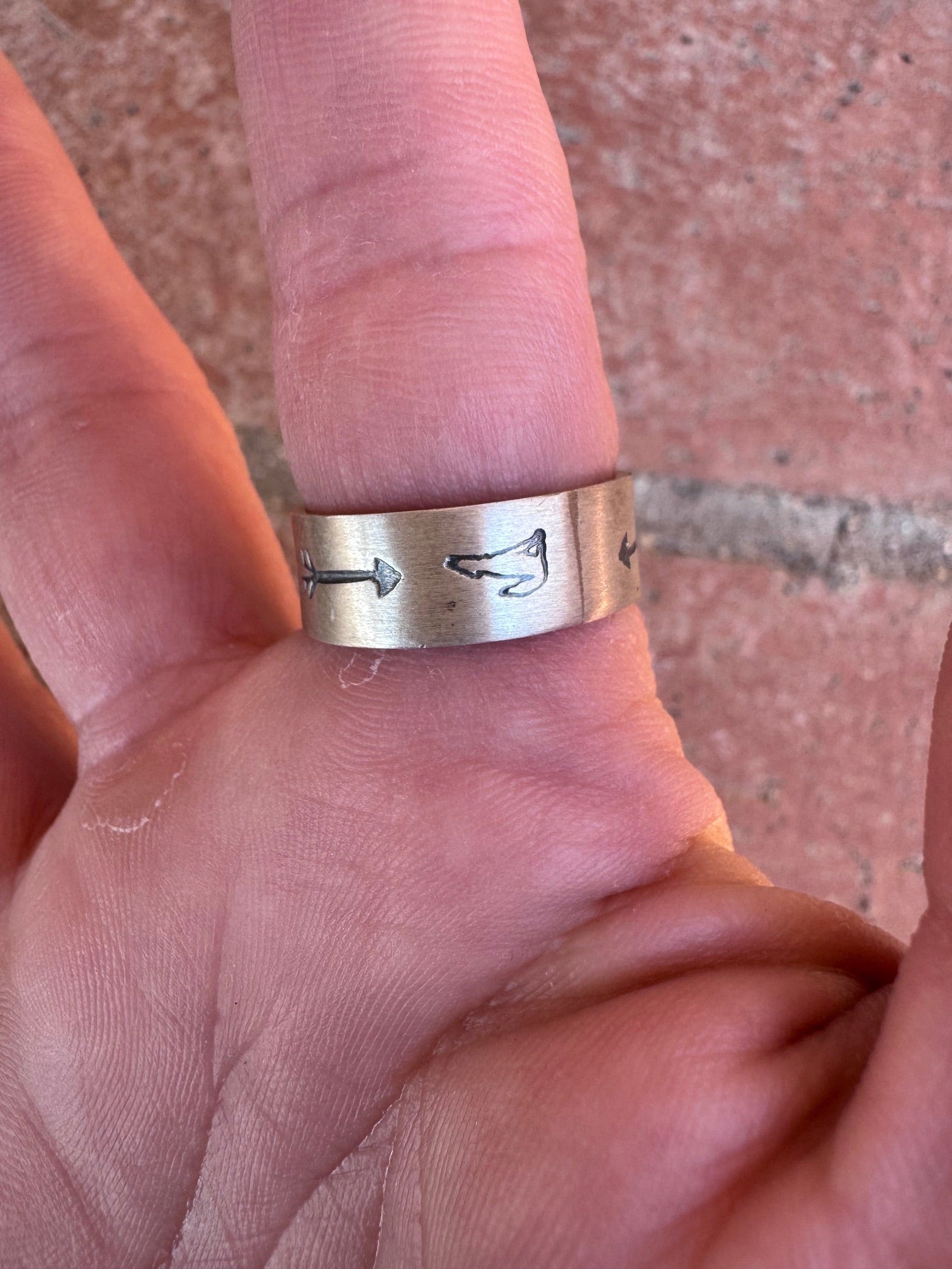 Handcrafted Sterling Silver Hand-stamped Ring Band size 8
