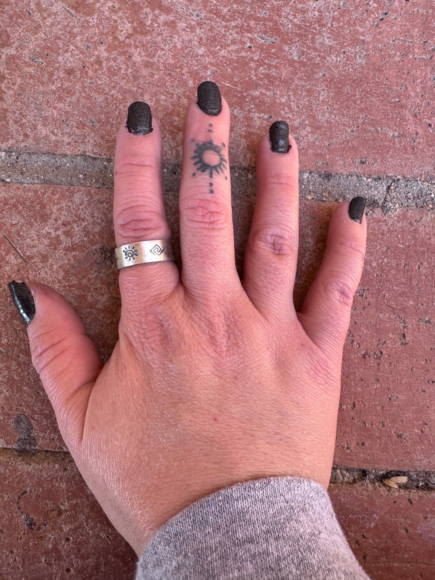 Handcrafted Sterling Silver Hand-stamped Ring Band size 7